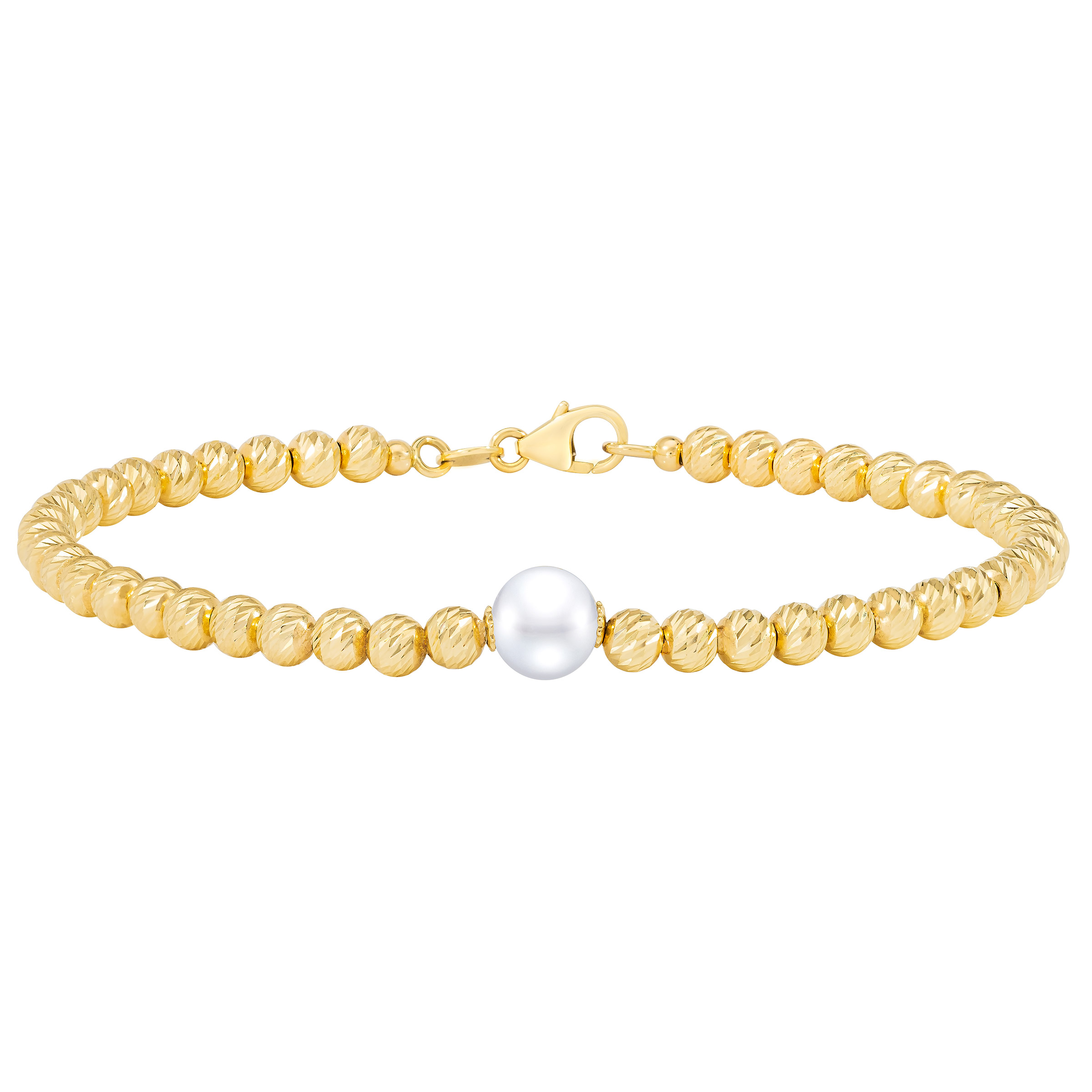 Freshwater Cultured 7.5-8mm Pearl Bracelet With 14kt Yellow Gold