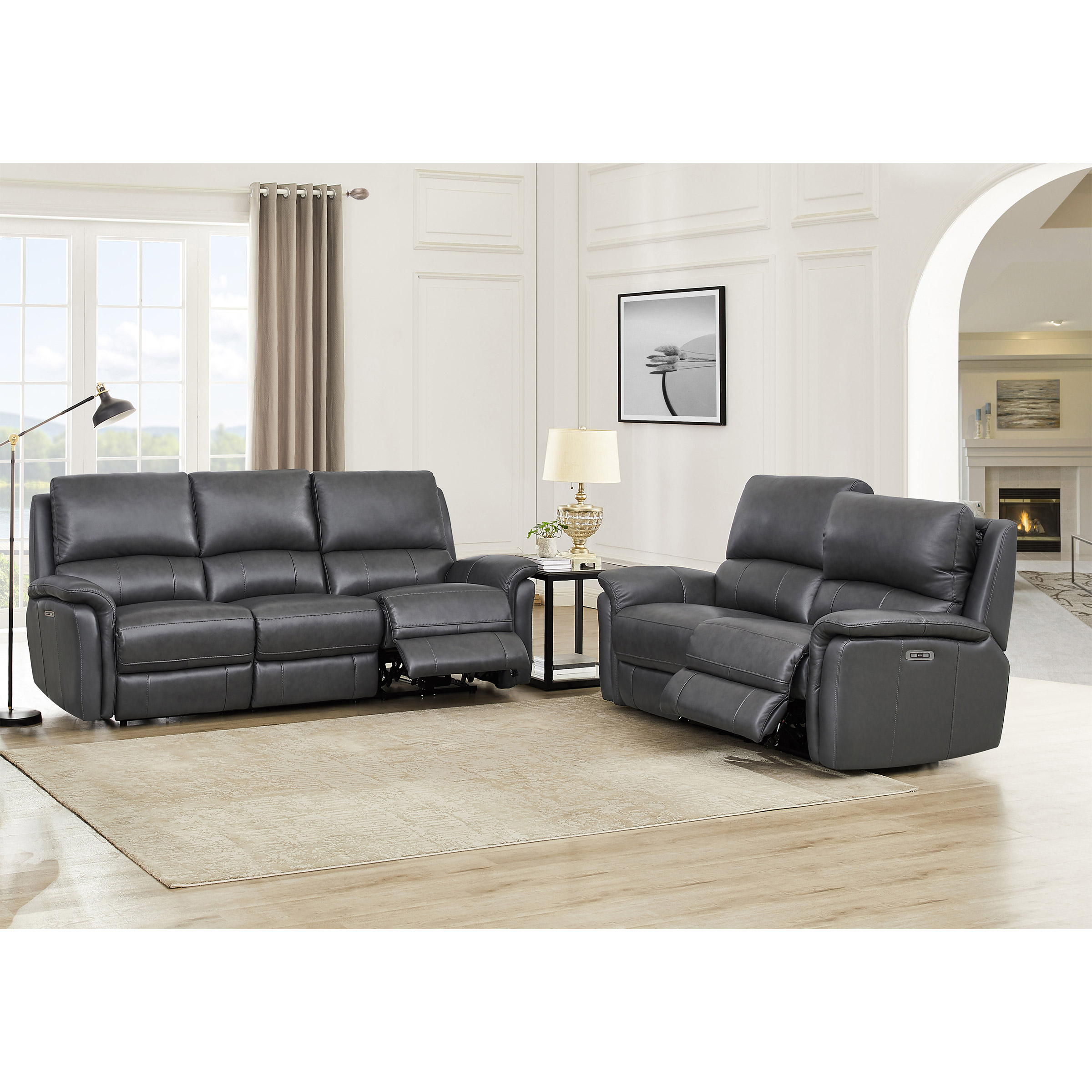 Prospera Home Marner Top grain Leather Power Reclining Sofa and Loveseat