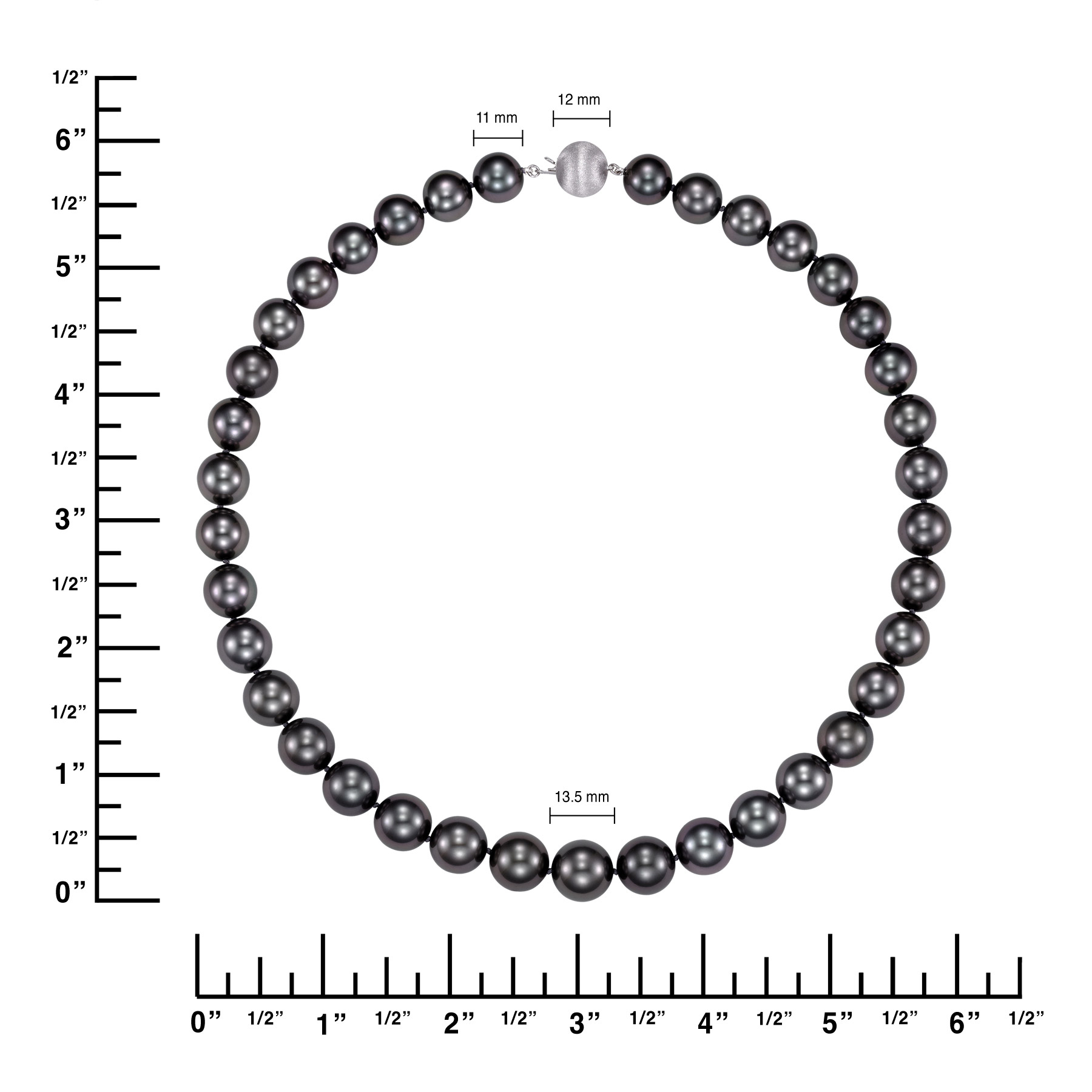 Tahitian Cultured 11-13.5mm Pearl Strand With 18kt White Gold