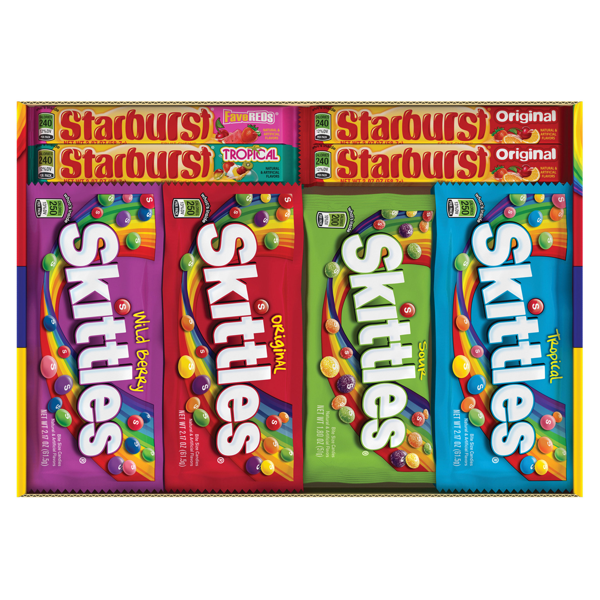 Skittles and Starburst Chewy Candy  Variety Pack  Full Size  30-count