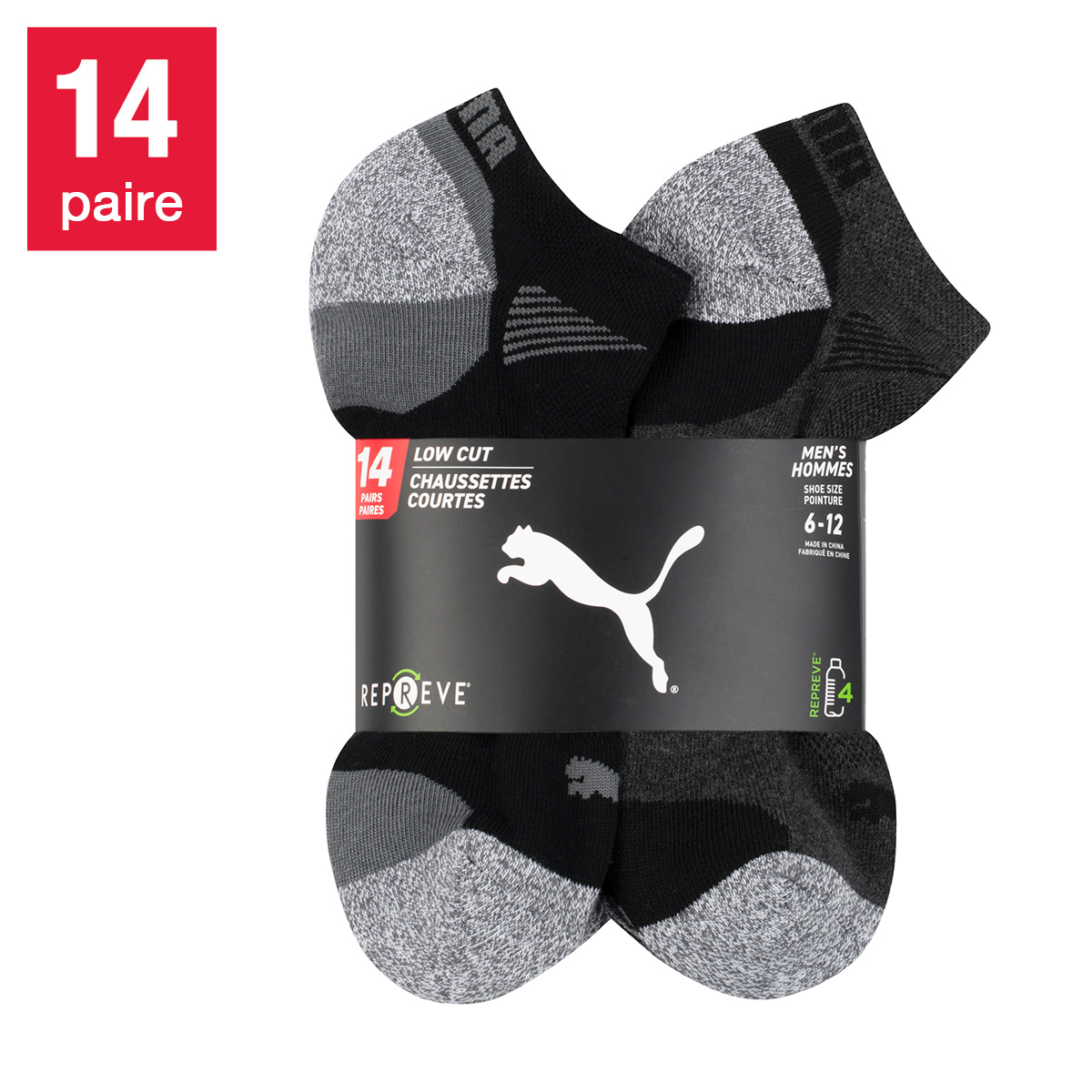Puma – Chaussette athlétique Repreve pour homme, 14-paire