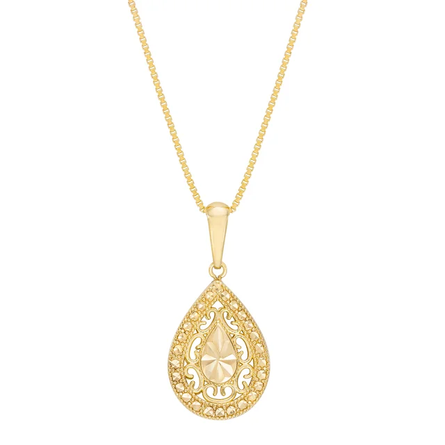 14KT YELLOW GOLD 18" PEAR DROP PENDANT MADE IN ITALY