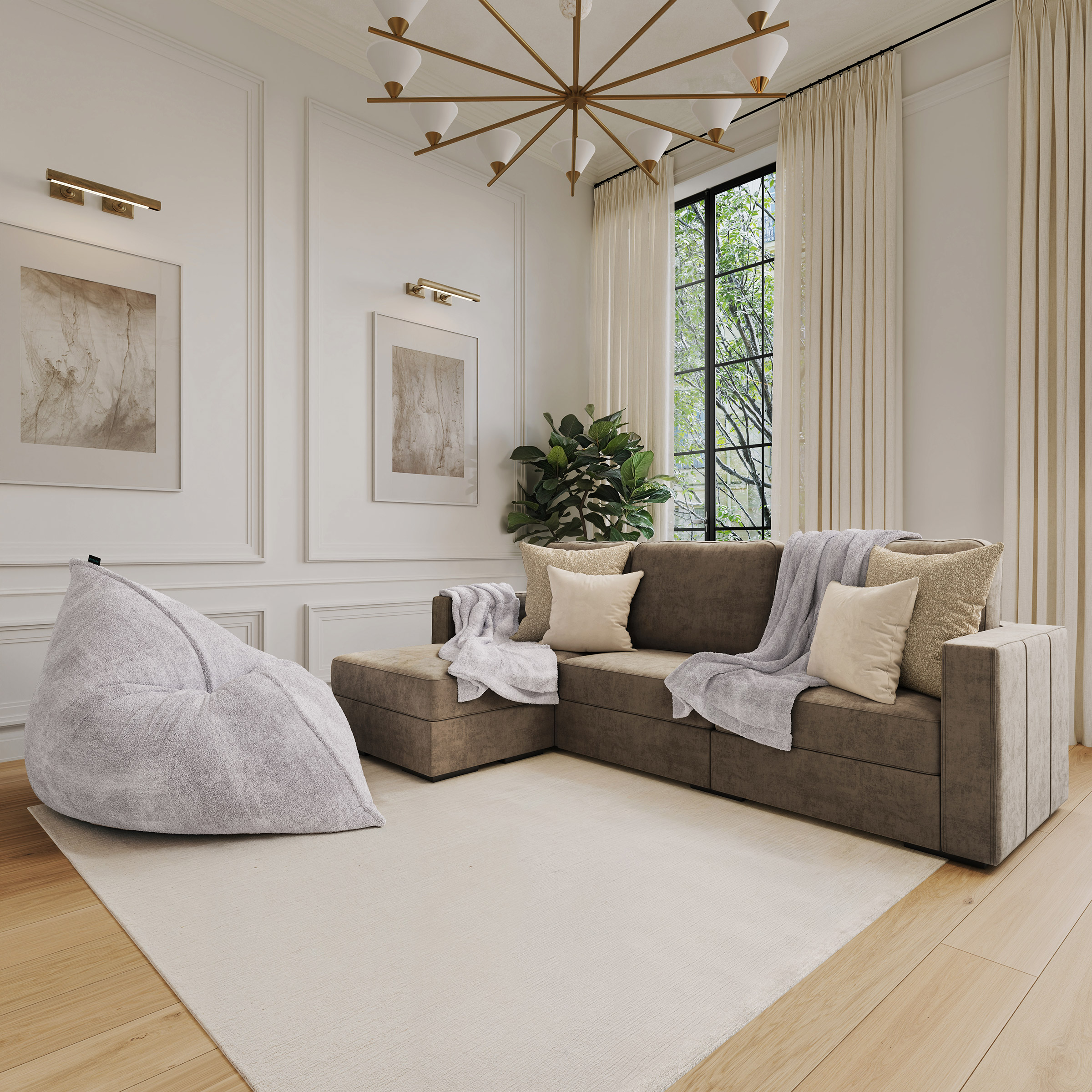 Lovesac Modular Sectional Sofa Bundle 4 Seats/5 Square Sides with Storage