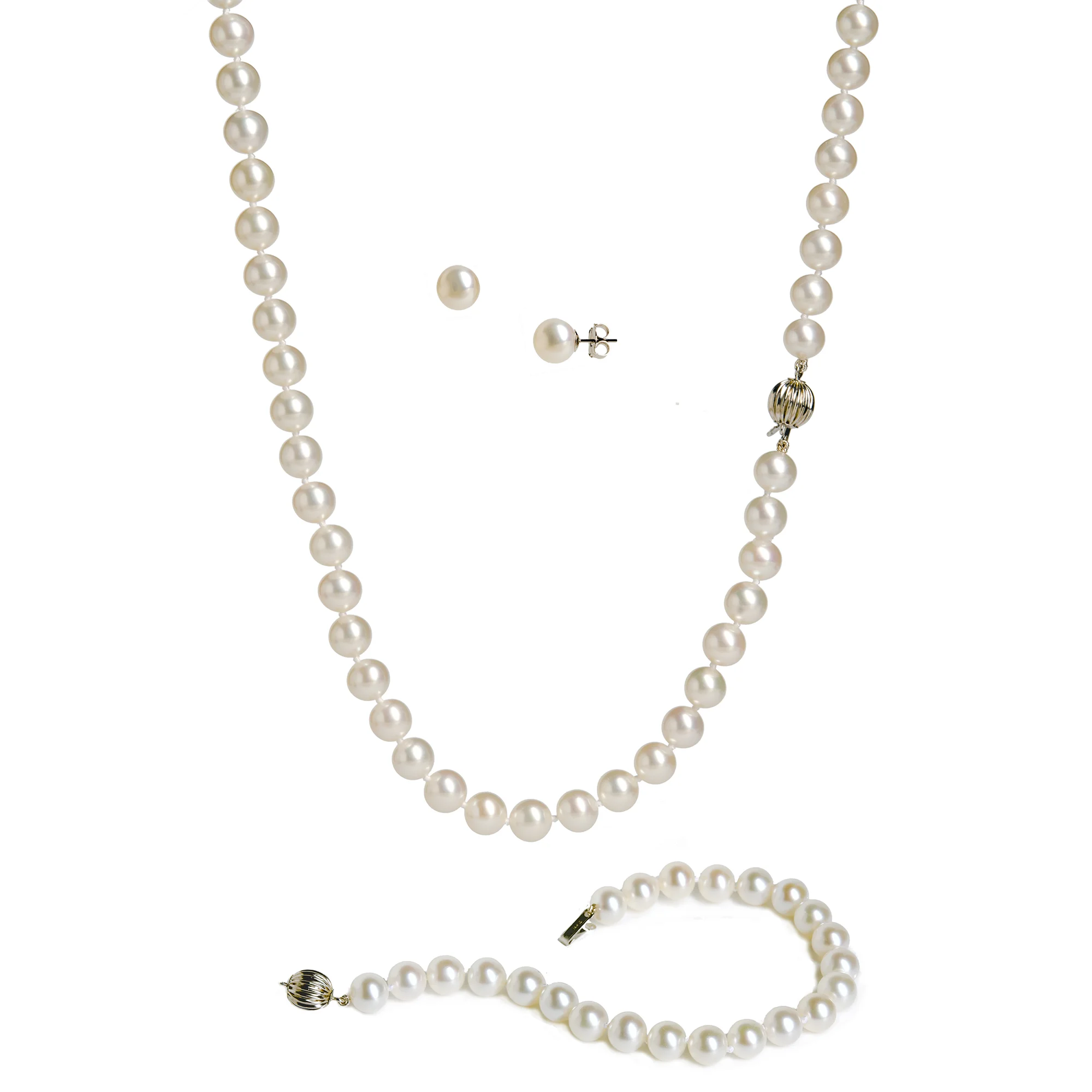 7-8 mm White Cultured Freshwater Pearl 3-piece Set | Costco