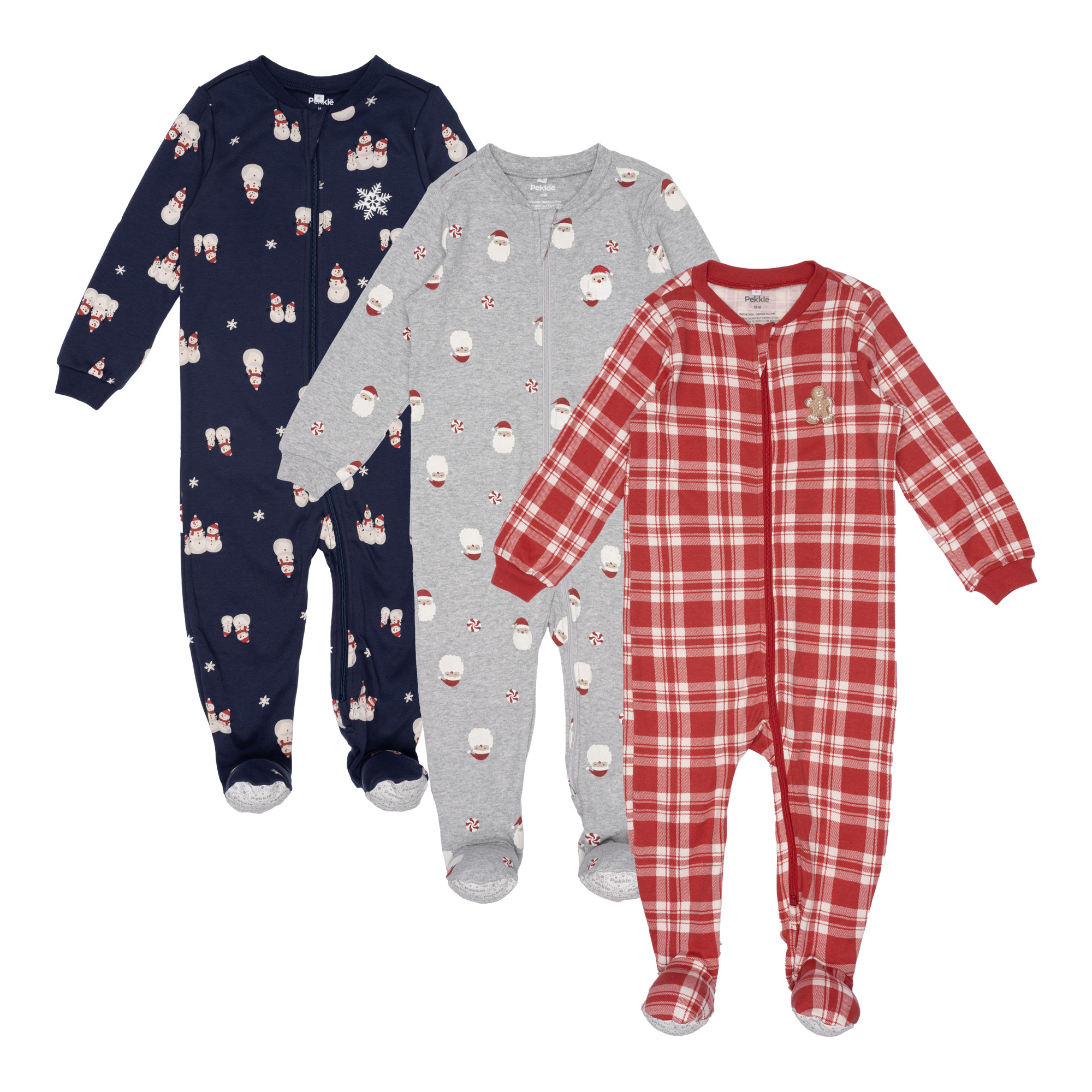 Pekkle Infant Organic Cotton Holiday Sleeper, 3-pack