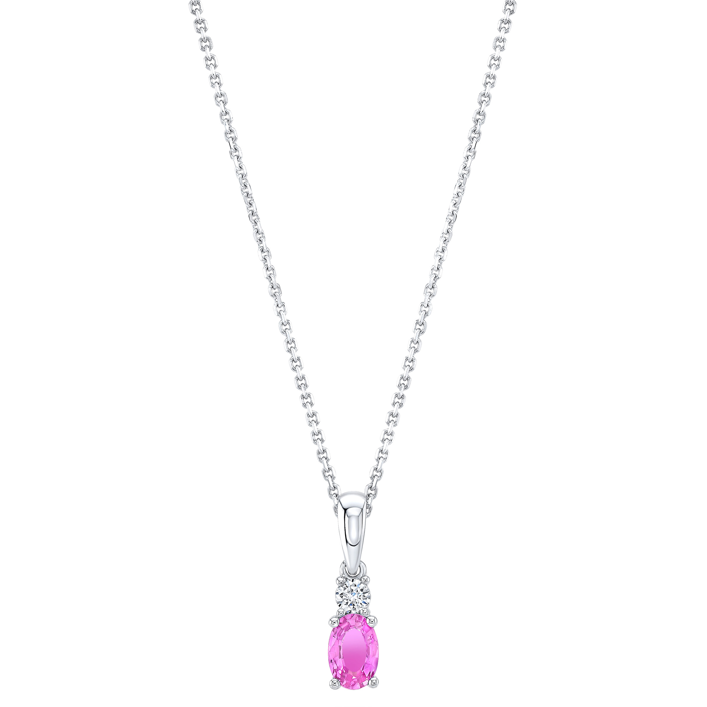 Oval Cut Pink Sapphire and Diamond Pendant (0.06 ctw)