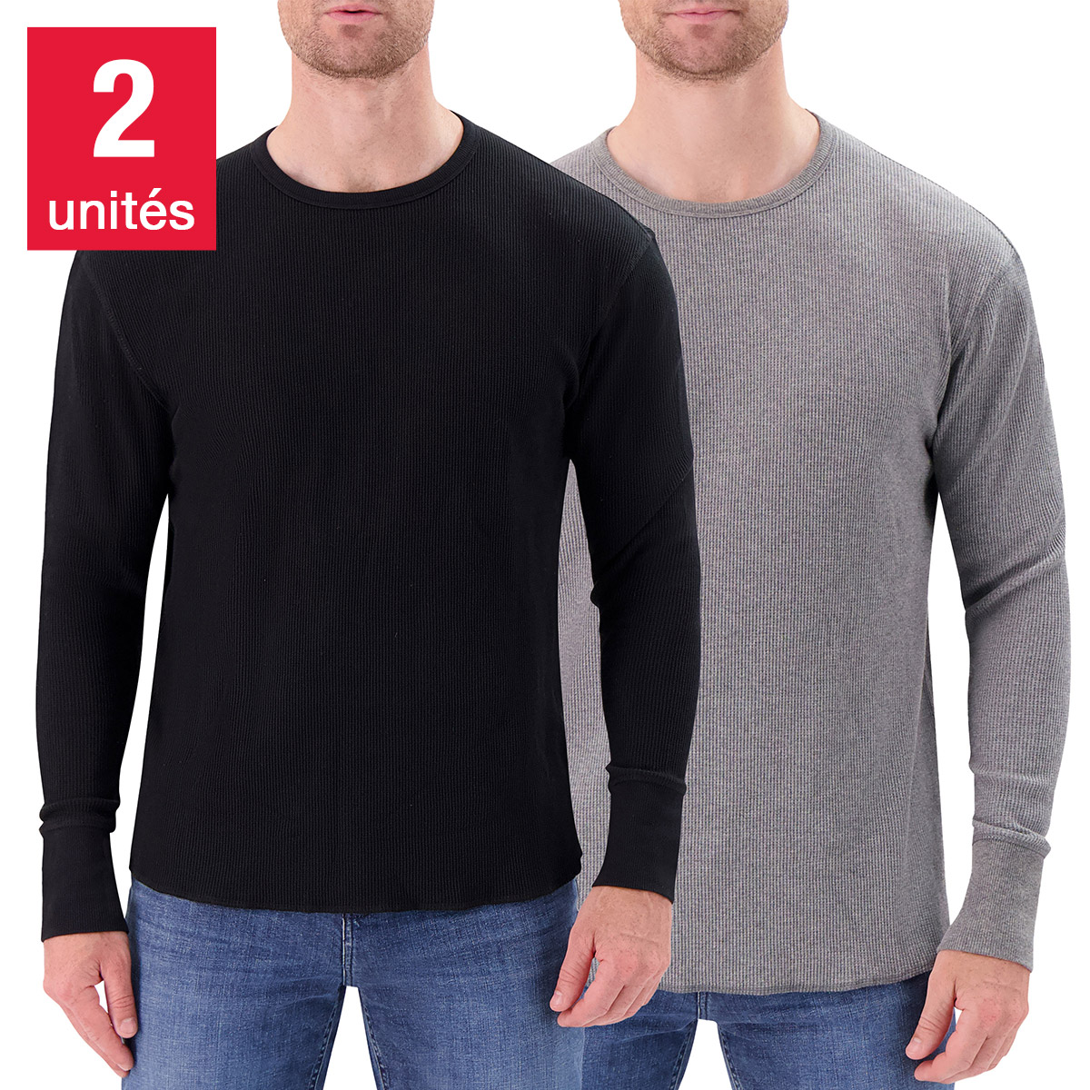 Modern English - T-shirt à manches longues en tissu gaufré pour homme, paquet de 2