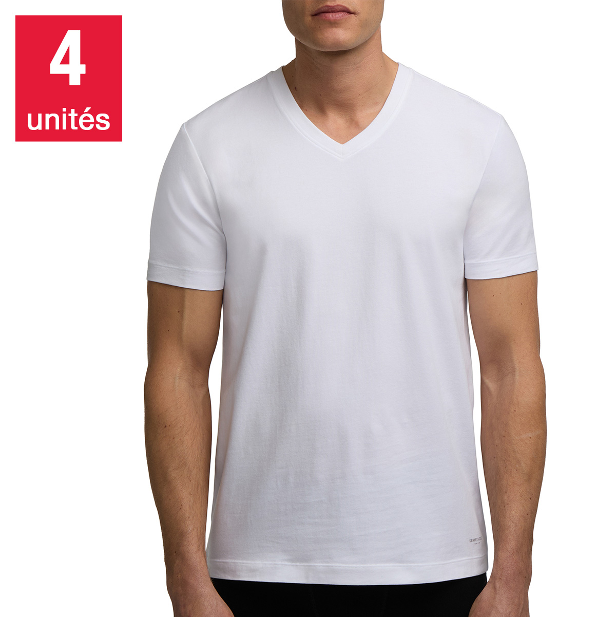 Kenneth Cole - T-shirts à col en V pour hommes, paquet de 4