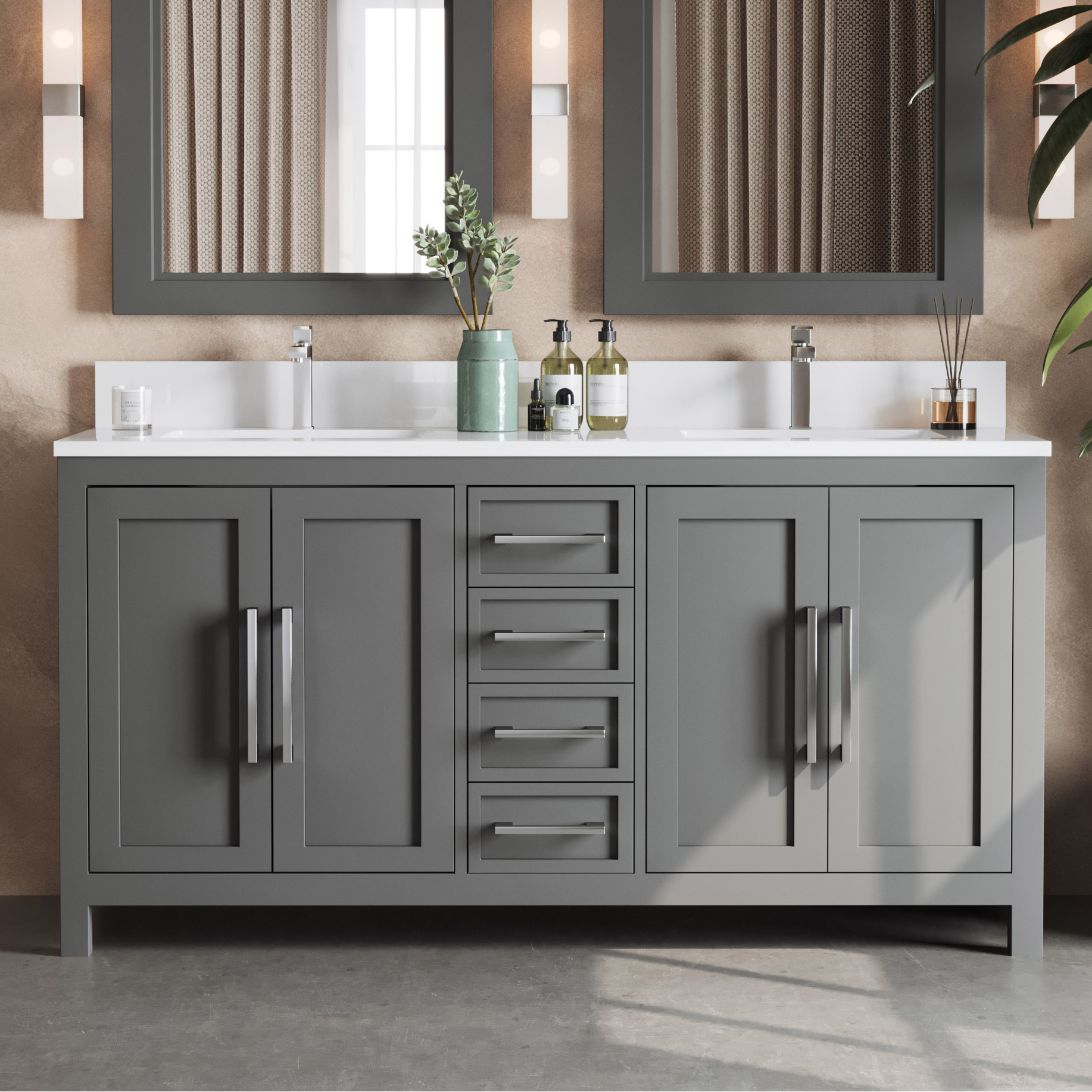 Forestmade Acadian Vanity in Dark Grey with Quartz Countertop