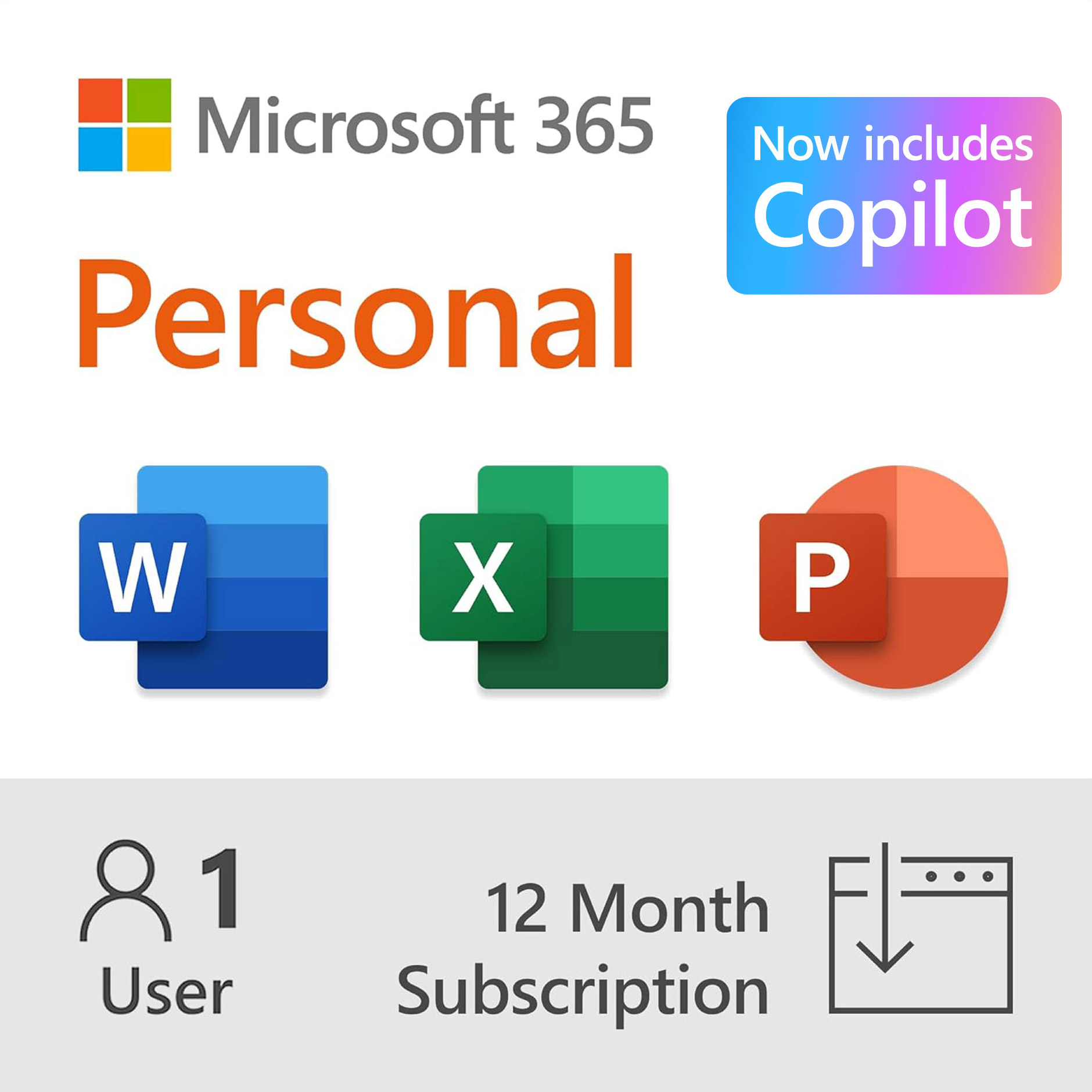 Microsoft 365 Personal with Copilot 12-Month Subscription - plus $15 Visa eGift Card (E-Delivery)