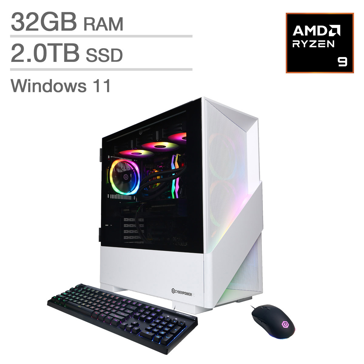 CyberPowerPC Gamer Supreme Gaming Desktop, AMD Ryzen 9 9900X - 32GB RAM, 2TB SSD, 16GB NVIDIA GeForce RTX 5070 Ti