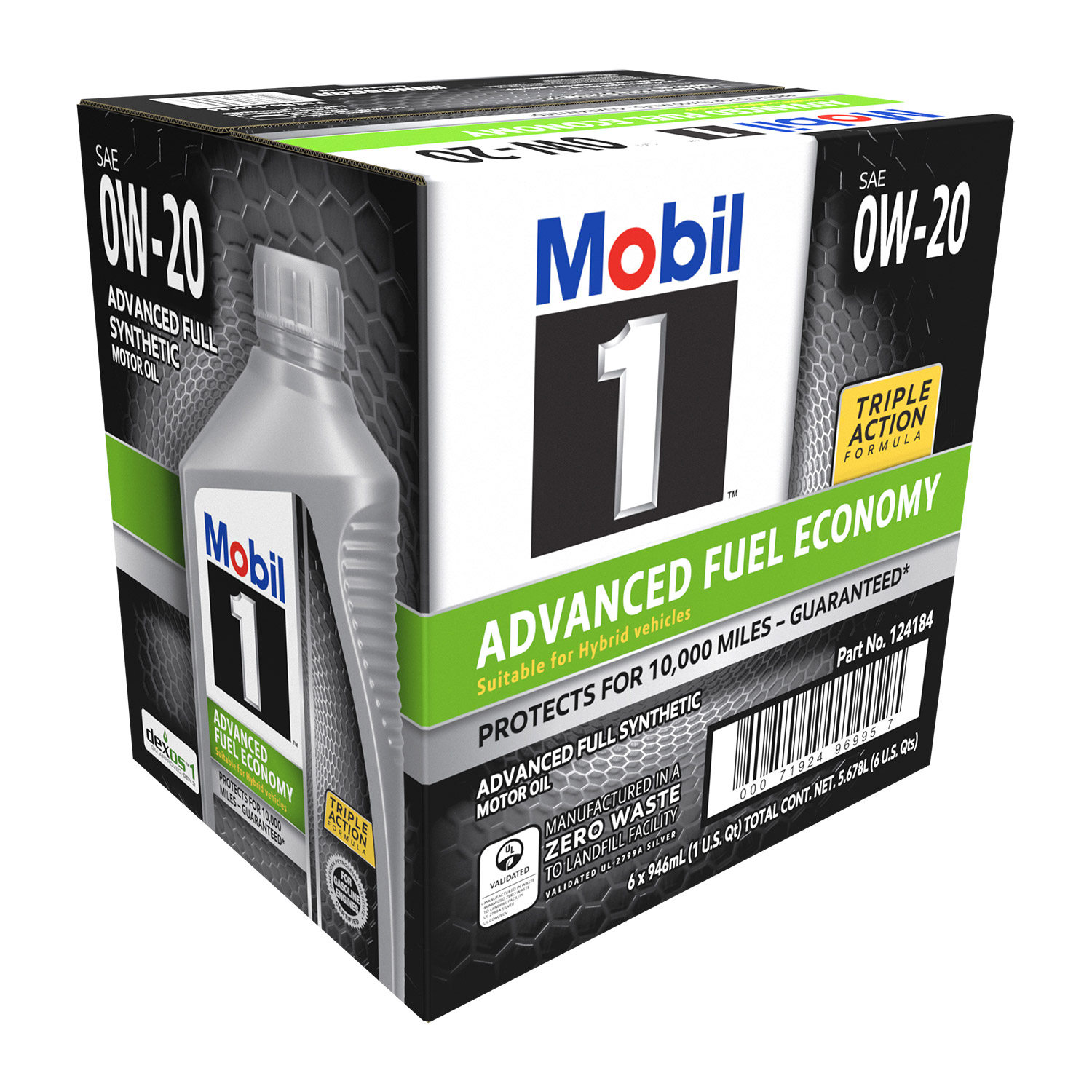 Mobil 1 Advanced Fuel Economy Full Synthetic Motor Oil 0W-20, 1