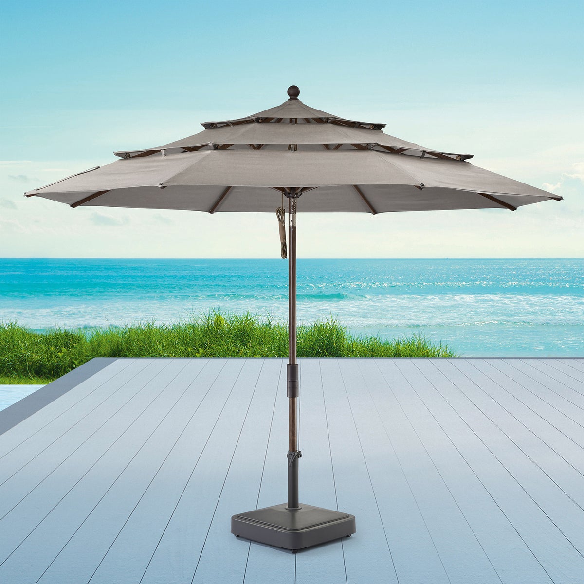 Proshade 11ft Wood-Look Collar Tilt Aluminum Umbrella | Costco Proshade 11ft Wood-Look Collar Tilt Aluminum Umbrella | Costco
