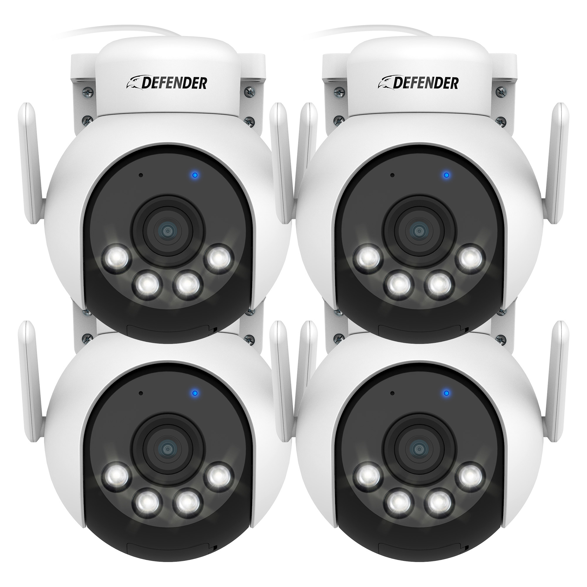 Defender AI POWERED 4K Everwatch PTZ 360 Degree Wi-Fi Outdoor Plug-in Power Security Camera, 4-pack