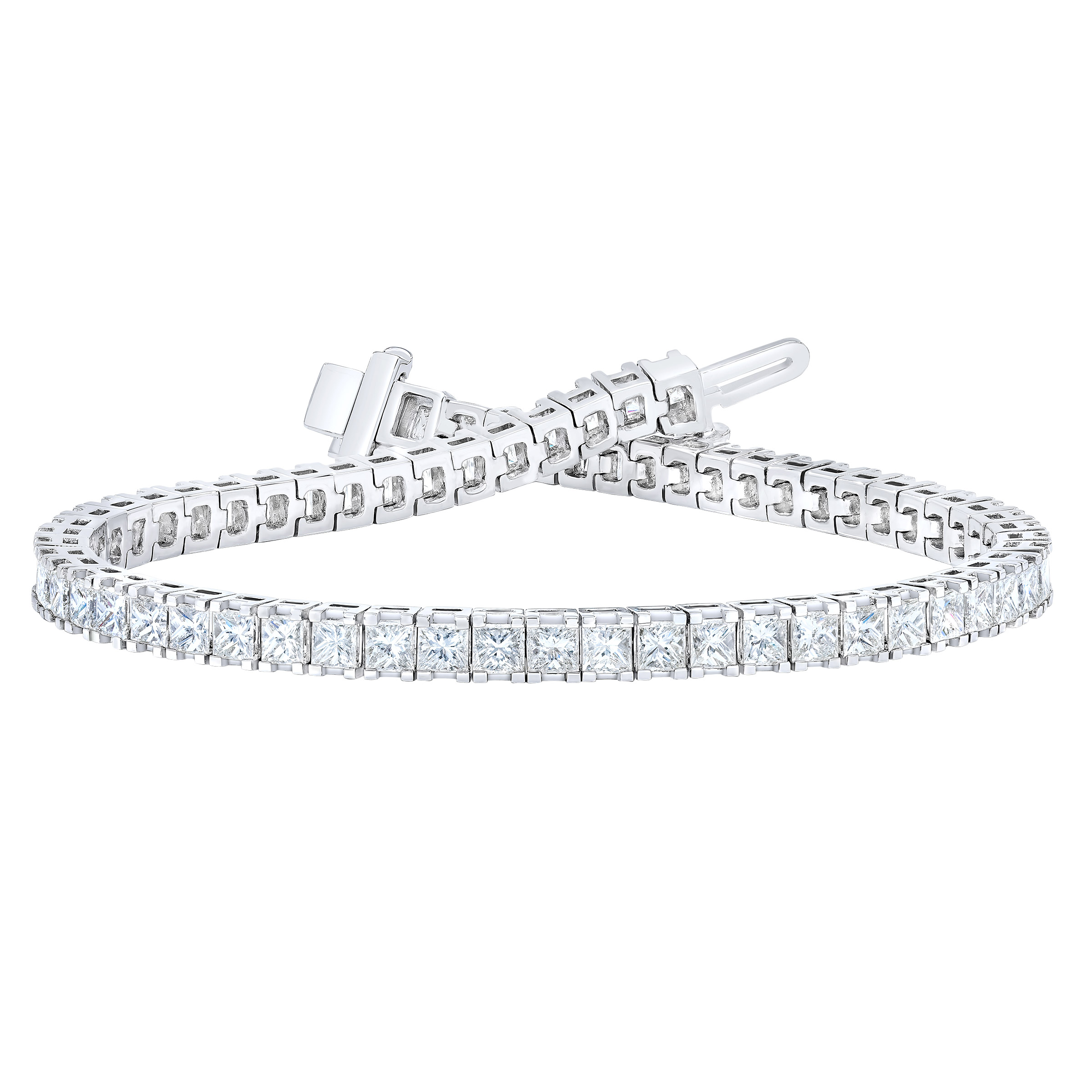 Princess Cut 6.00 ctw VS2 Clarity  I Color Diamond 14kt White Gold Bracelet