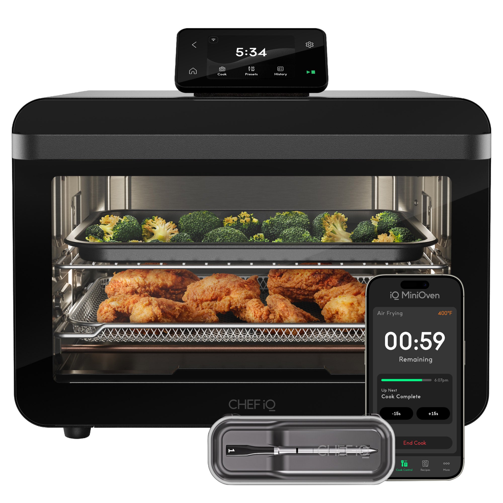 CHEF iQ MiniOven 25 Qt. Smart Toaster Oven Air Fryer, iQ Sense