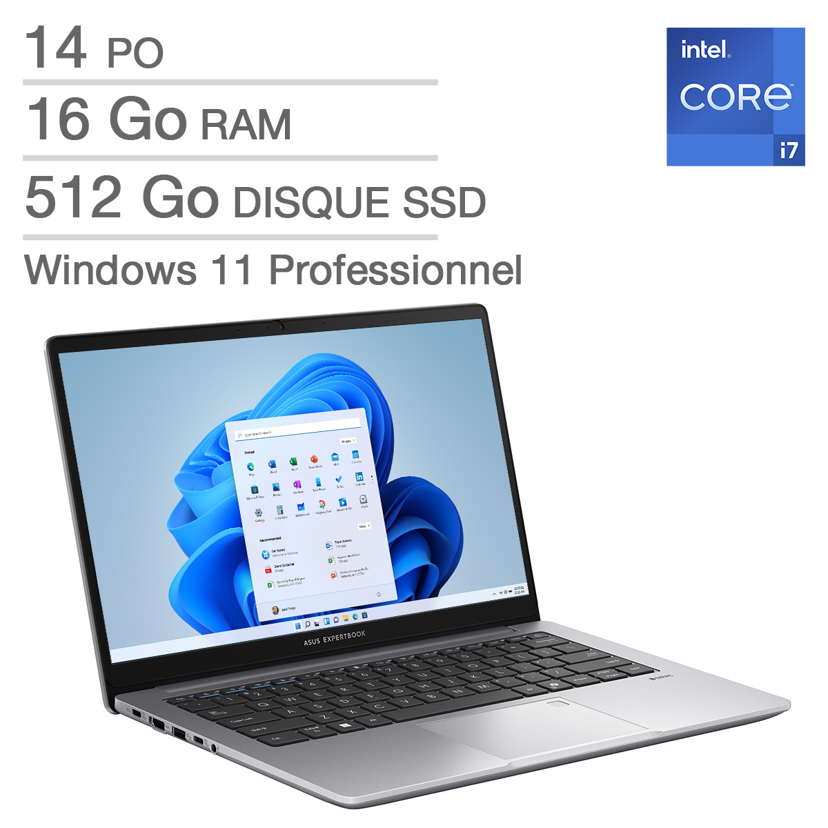 ASUS ExpertBook P1- Ordinateur portable de 14 po, Intel Core i7-13620H – 16 Go RAM, 512 Go SSD