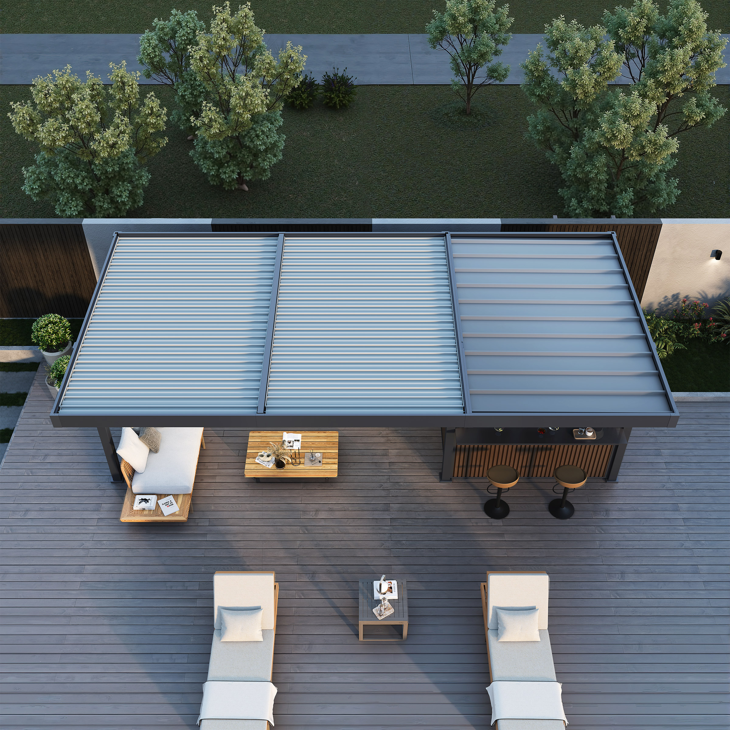 Riviera 12' x 24' Louvered Lounge Backyard Entertainment Cabana