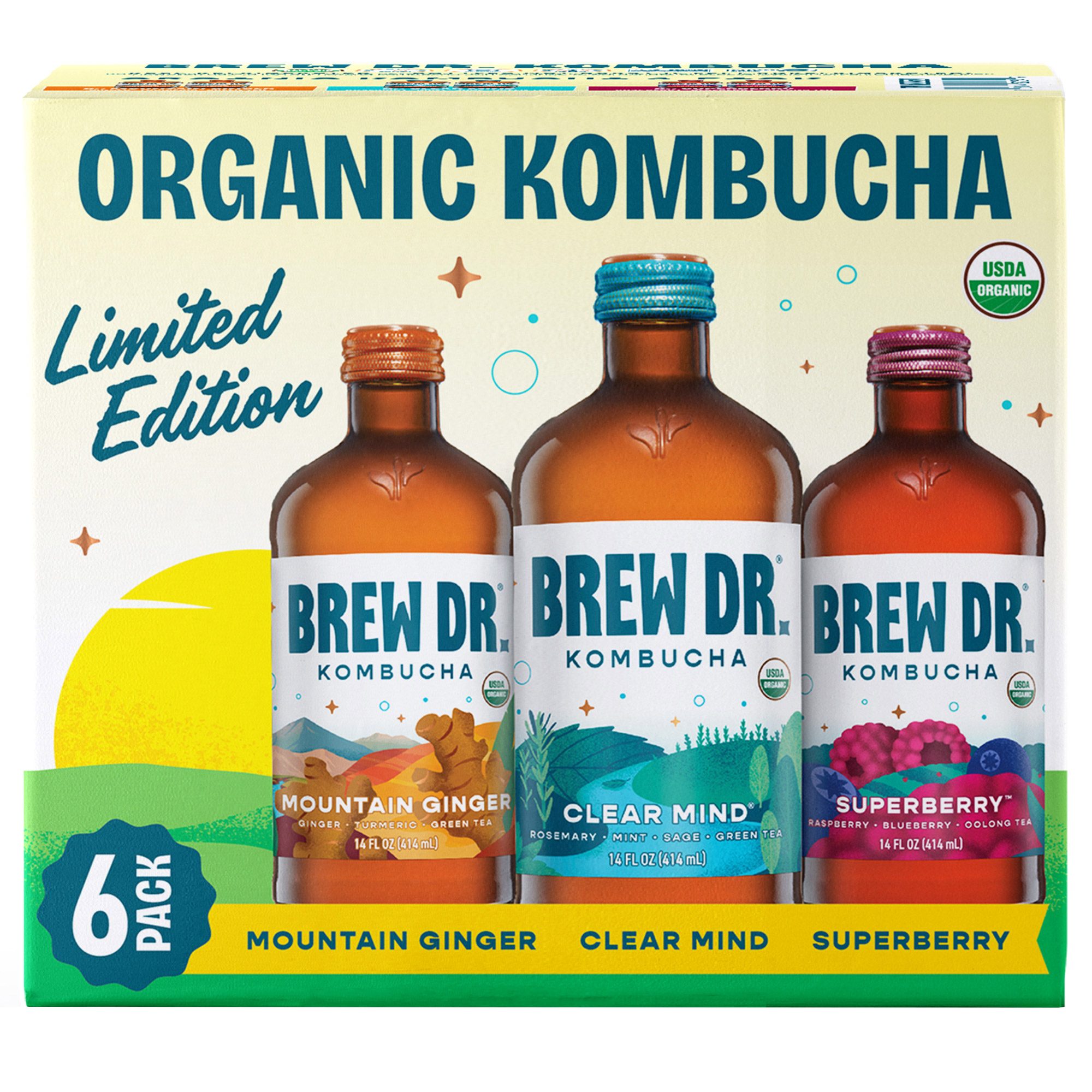 Brew Dr. Organic Kombucha Variety Pack, 14 fl oz, 6-count | Costco