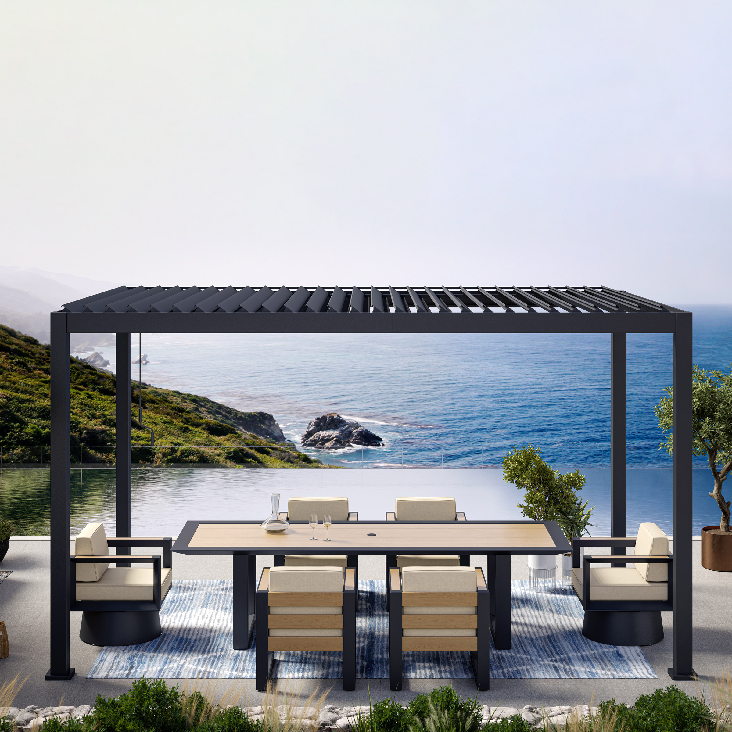 Mirador 8.8 ft. x 14.4 ft. Adjustable Louvered Aluminum Pergola
