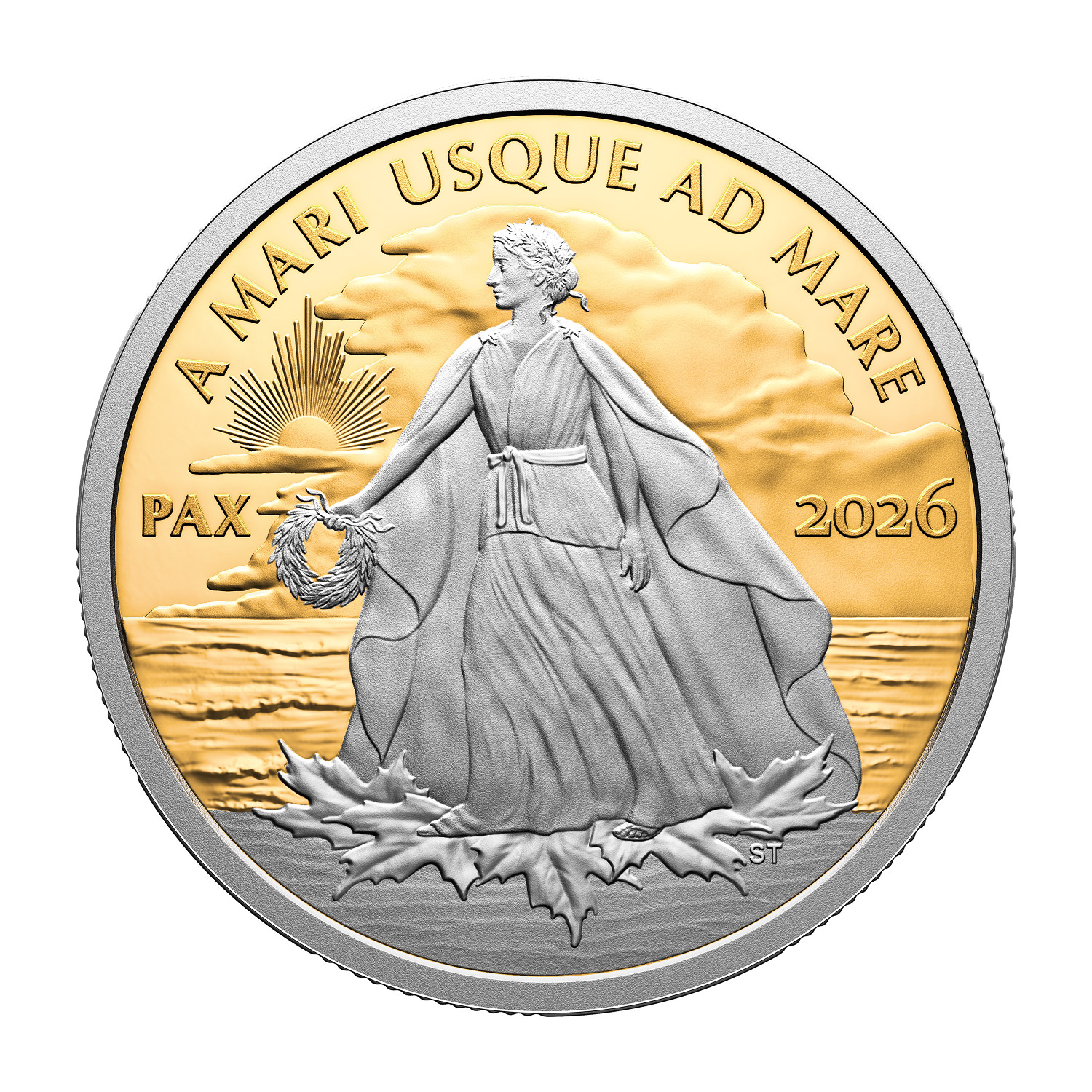 1 oz. 2026 Royal Canadian Mint Peace Dollar Platinum Plated Gold Collectable Coin