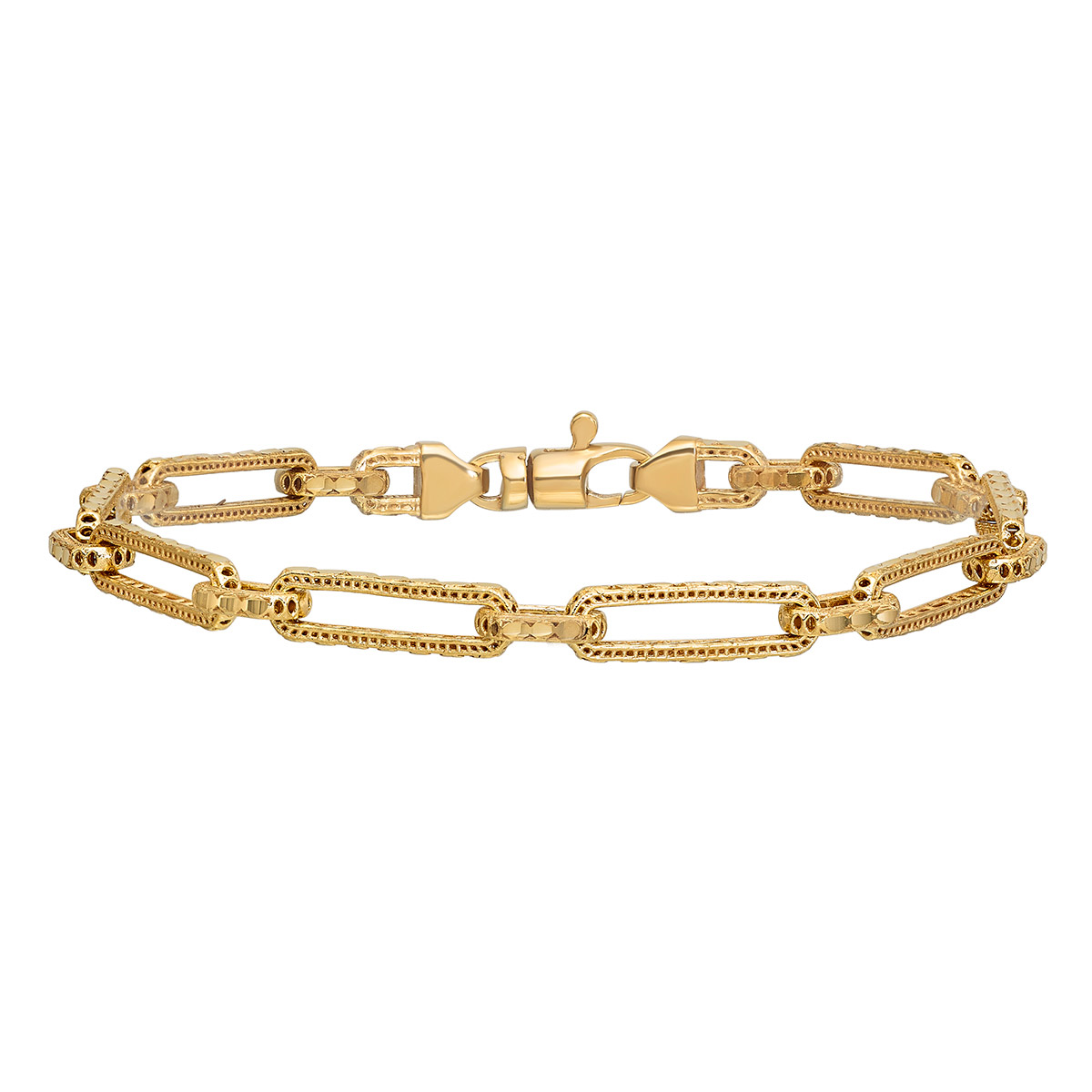 14kt Yellow Gold Fancy Paperclip Bracelet