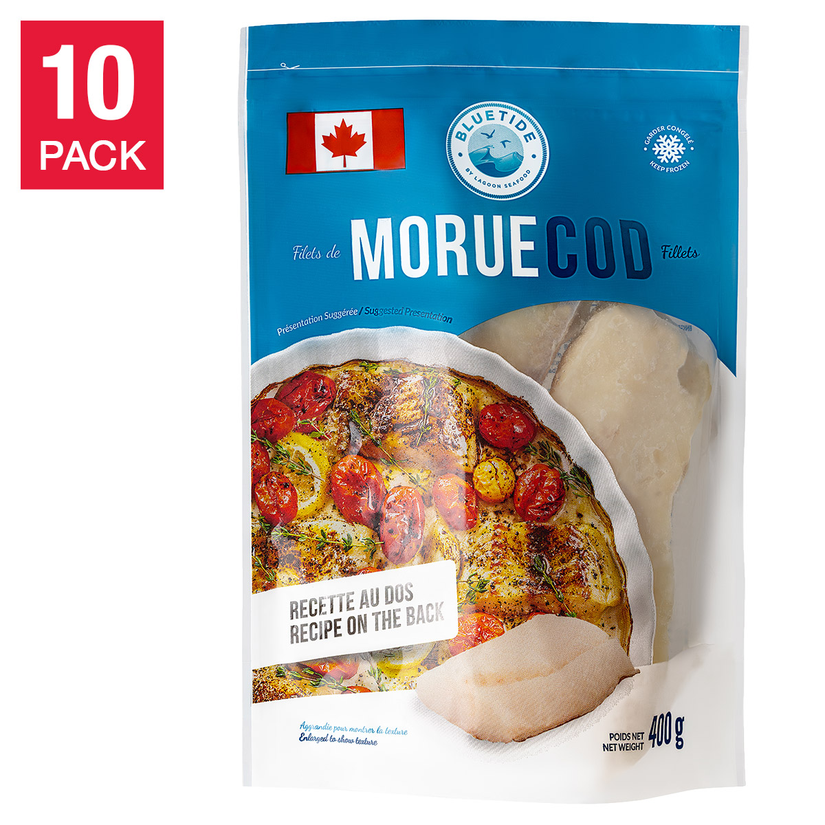 Blue Tide Frozen Wild Cod Fillet, 10 × 400 g