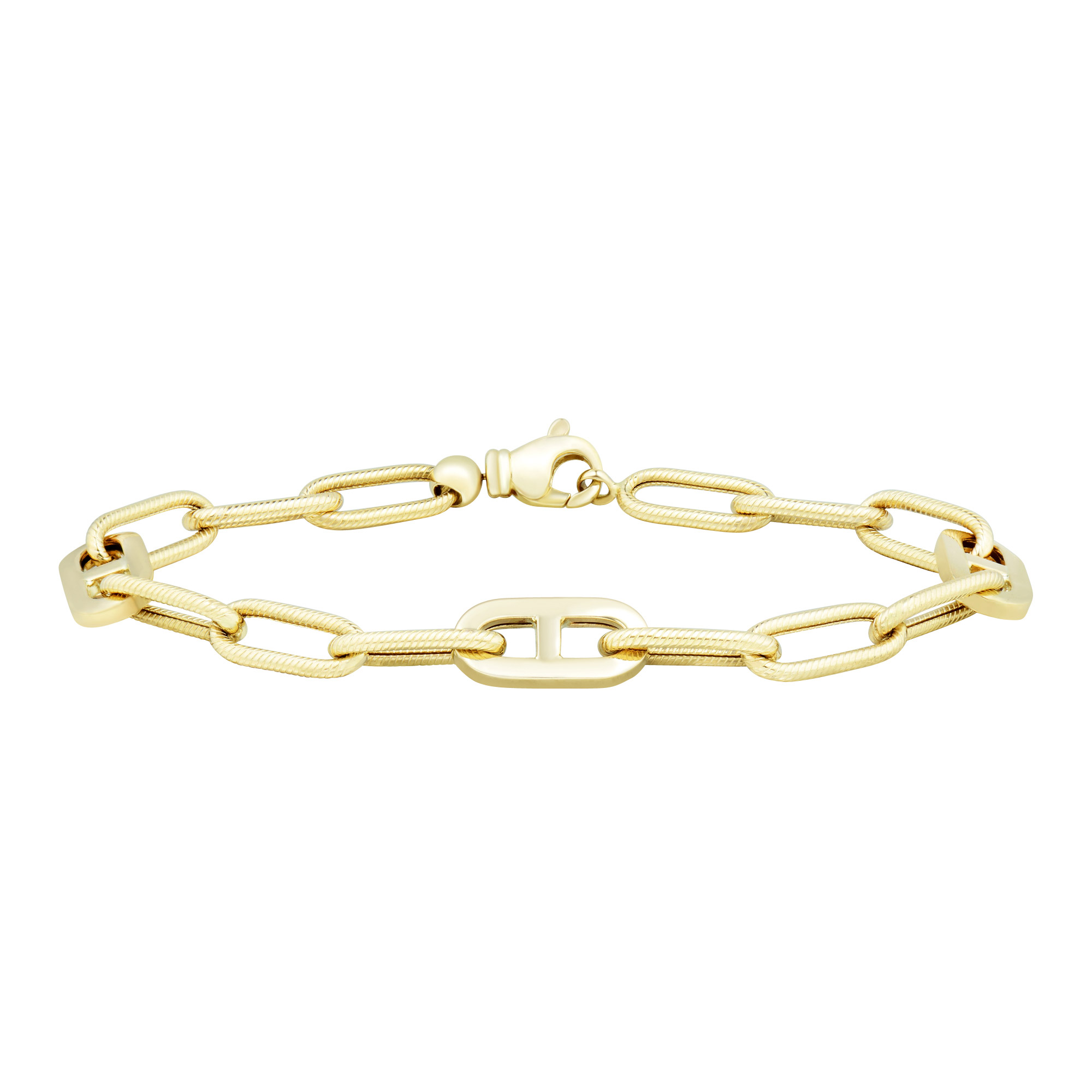 14kt Yellow Gold Paperclip & Marina Link Bracelet
