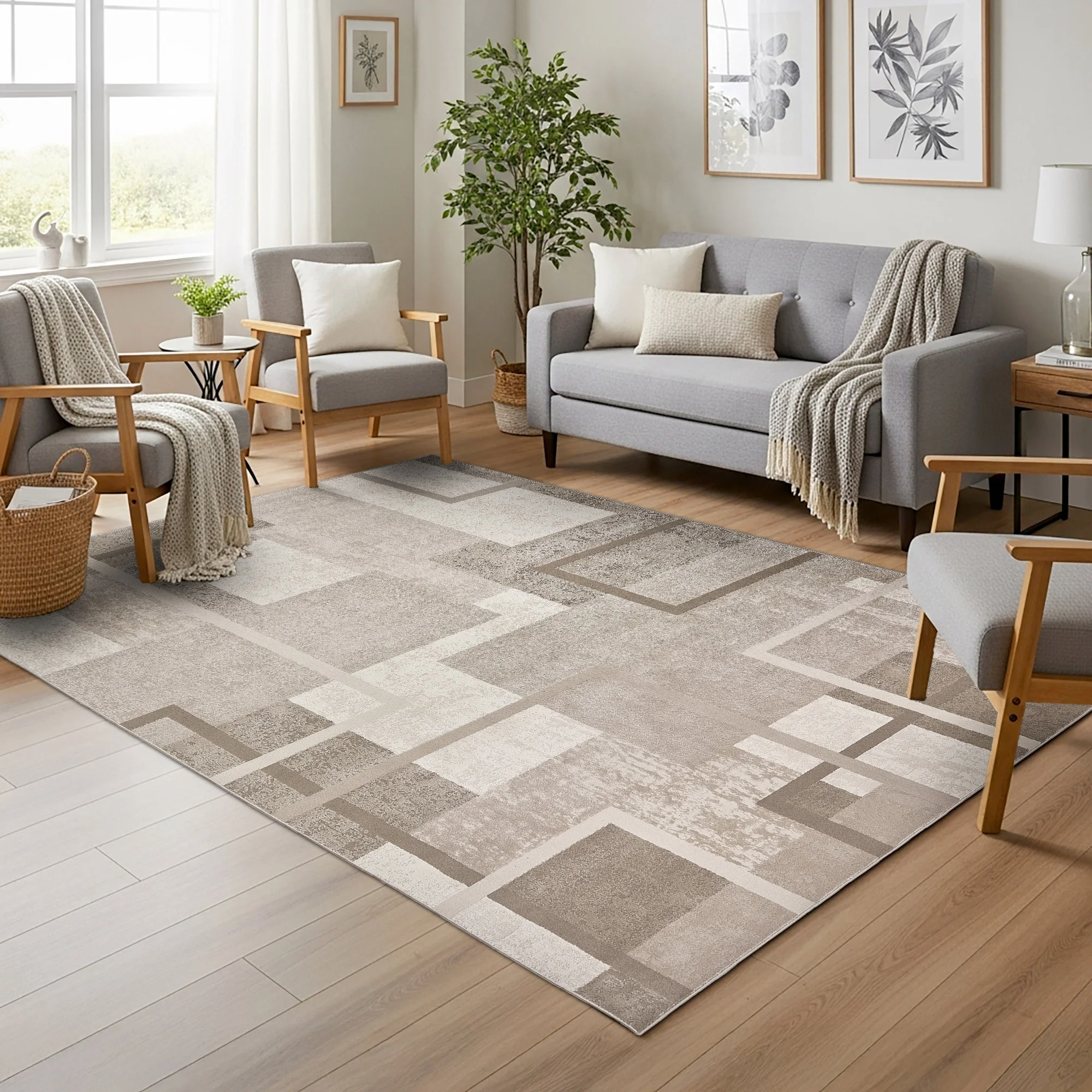 洋楽 URBAN Eden Area Rug, Abstract Geo, 6'6