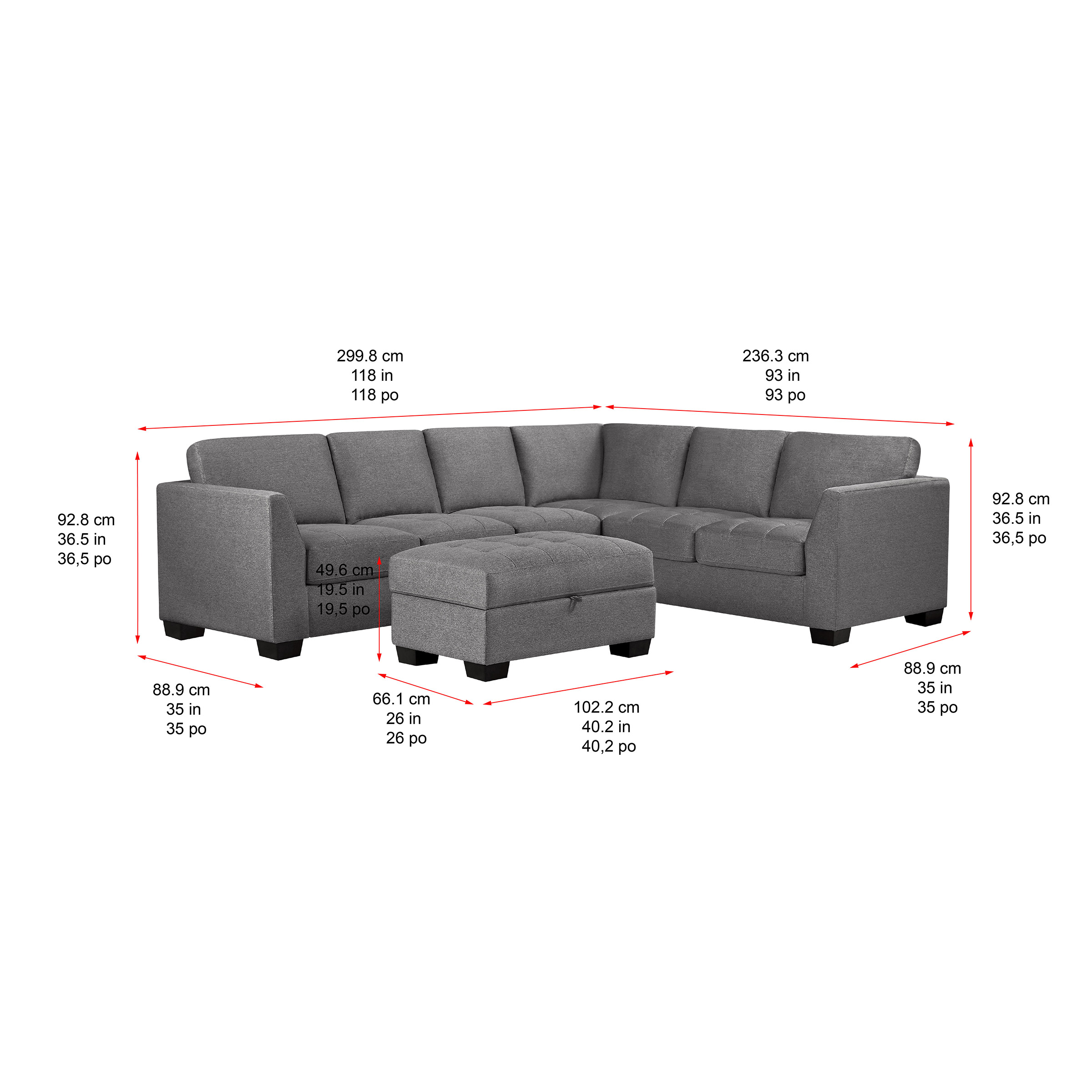 Thomasville Yvette Fabric Sectional with Storage Ottoman | Costco