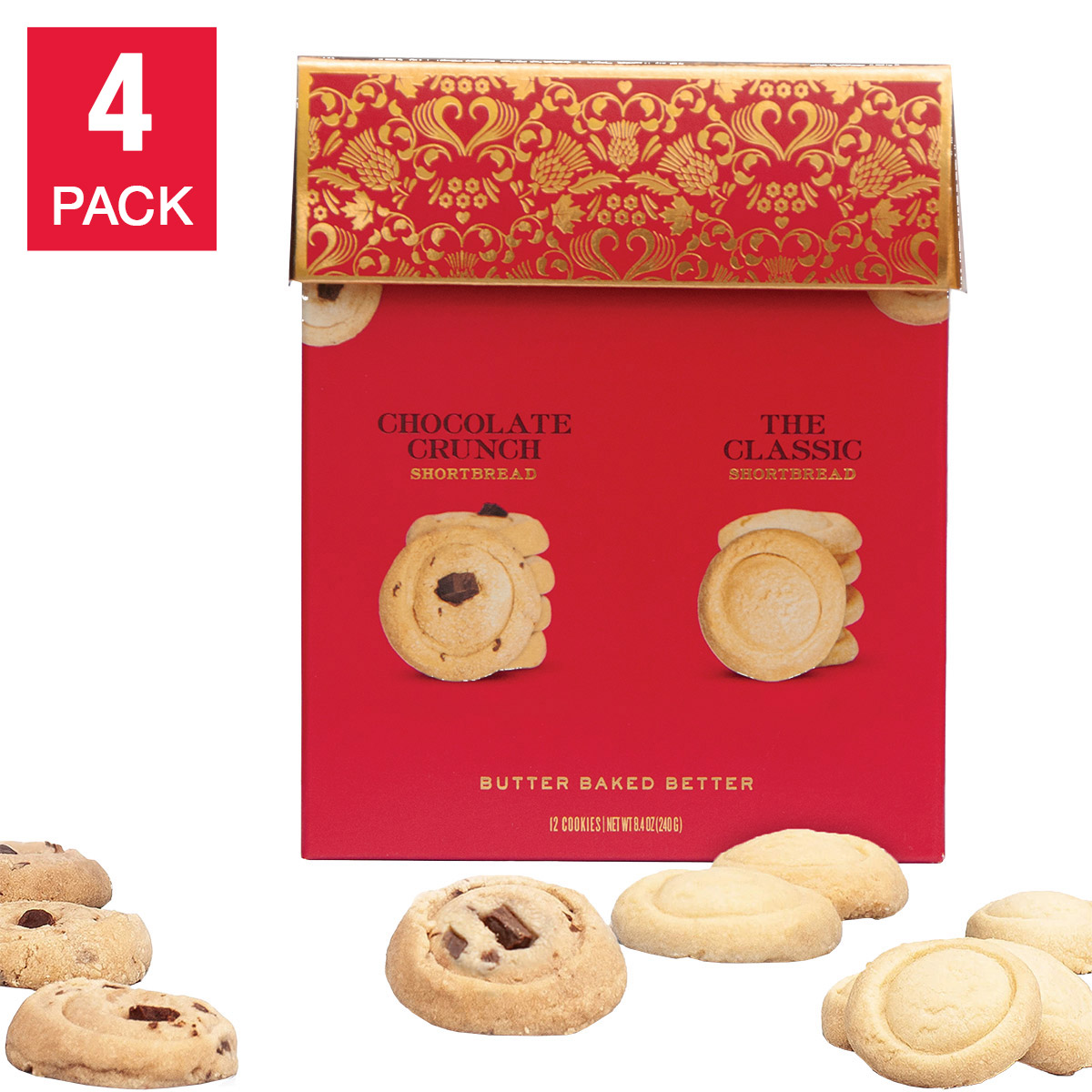 Mary Macleod's Shortbread Red Gift Box  Variety  4 Pack  48 Cookies Total