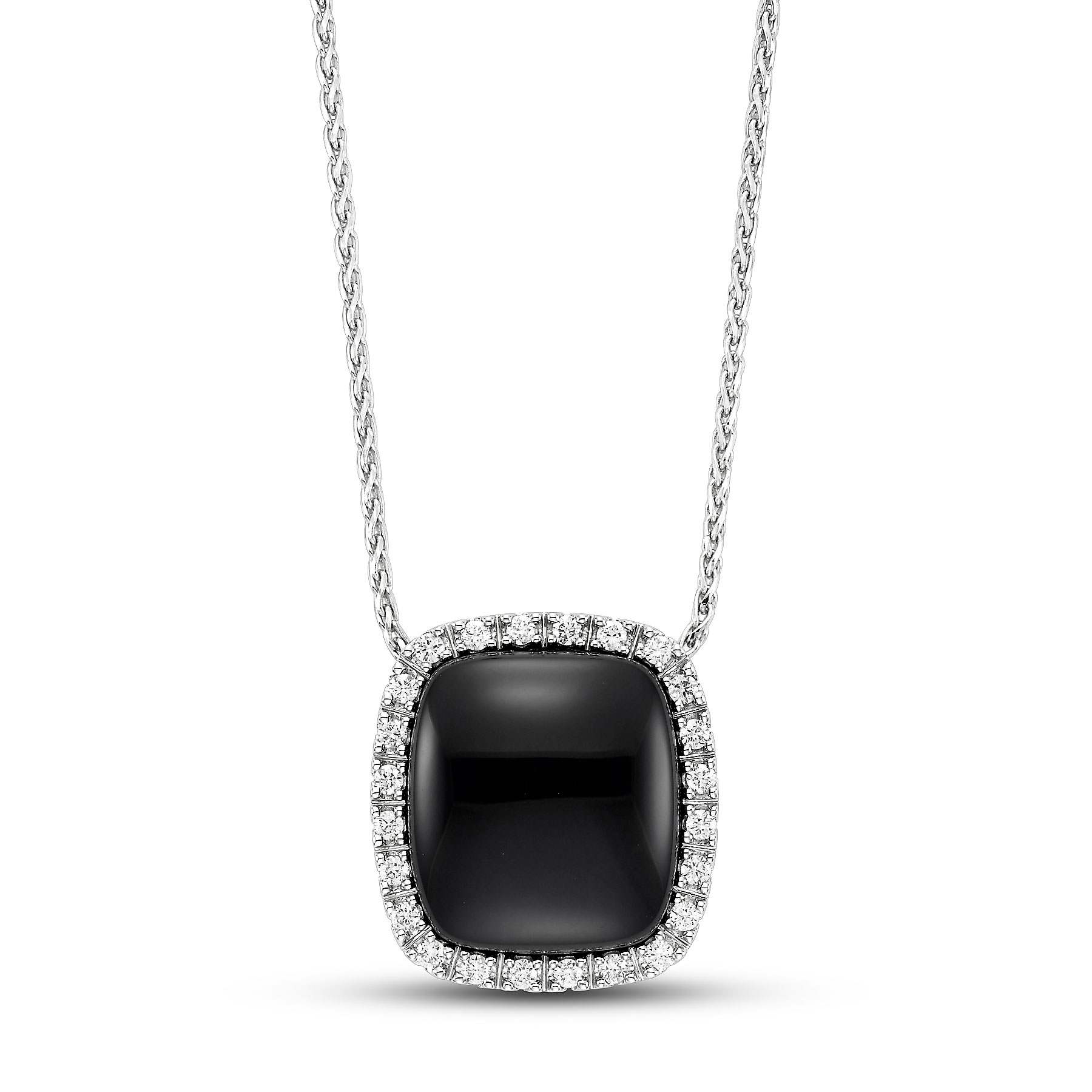 Cushion Cut Cabochon Black Onyx and Diamond Pendant (0.25 ctw) | Costco