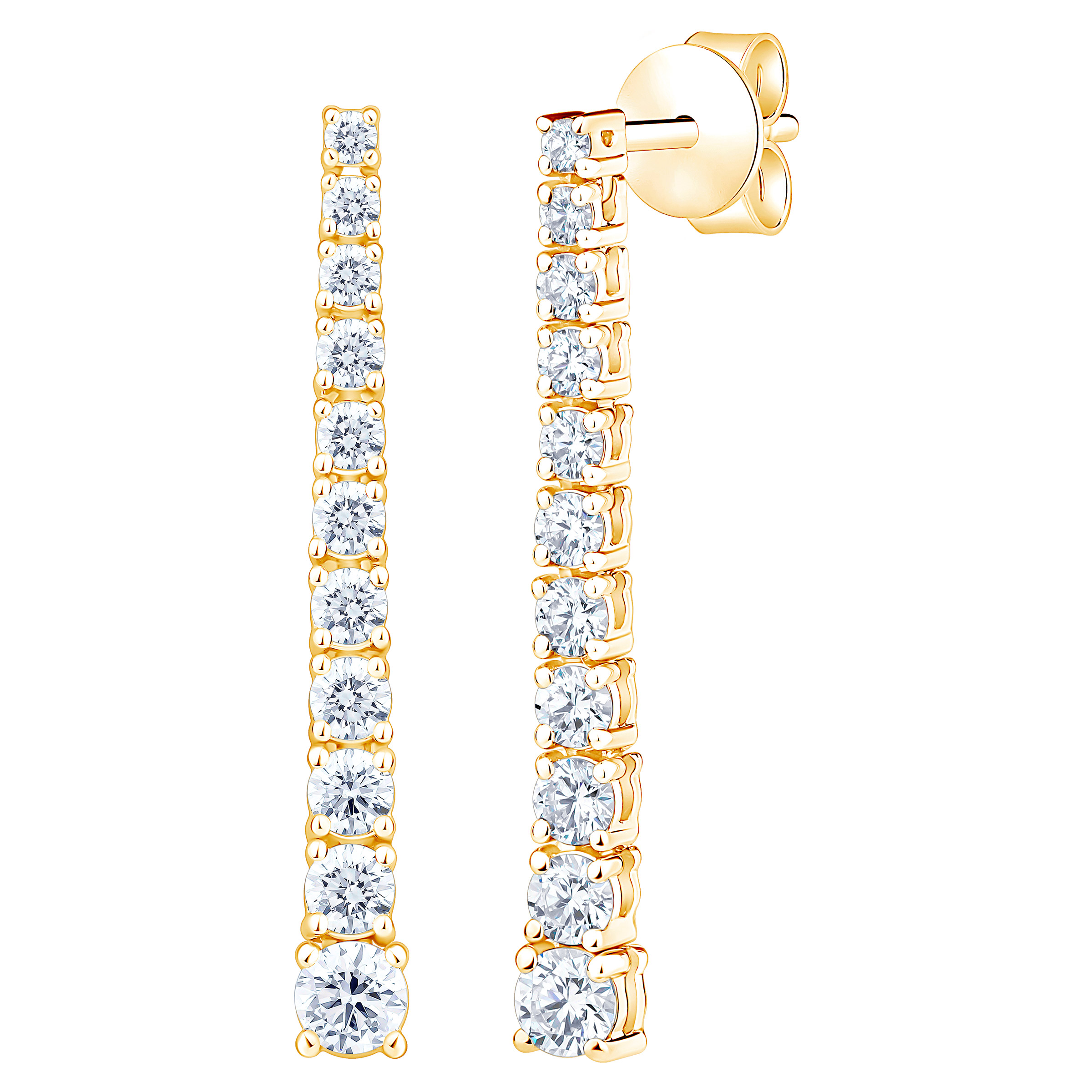 Round Brilliant Diamond Graduated Dangle Earrings (1.00 ctw)