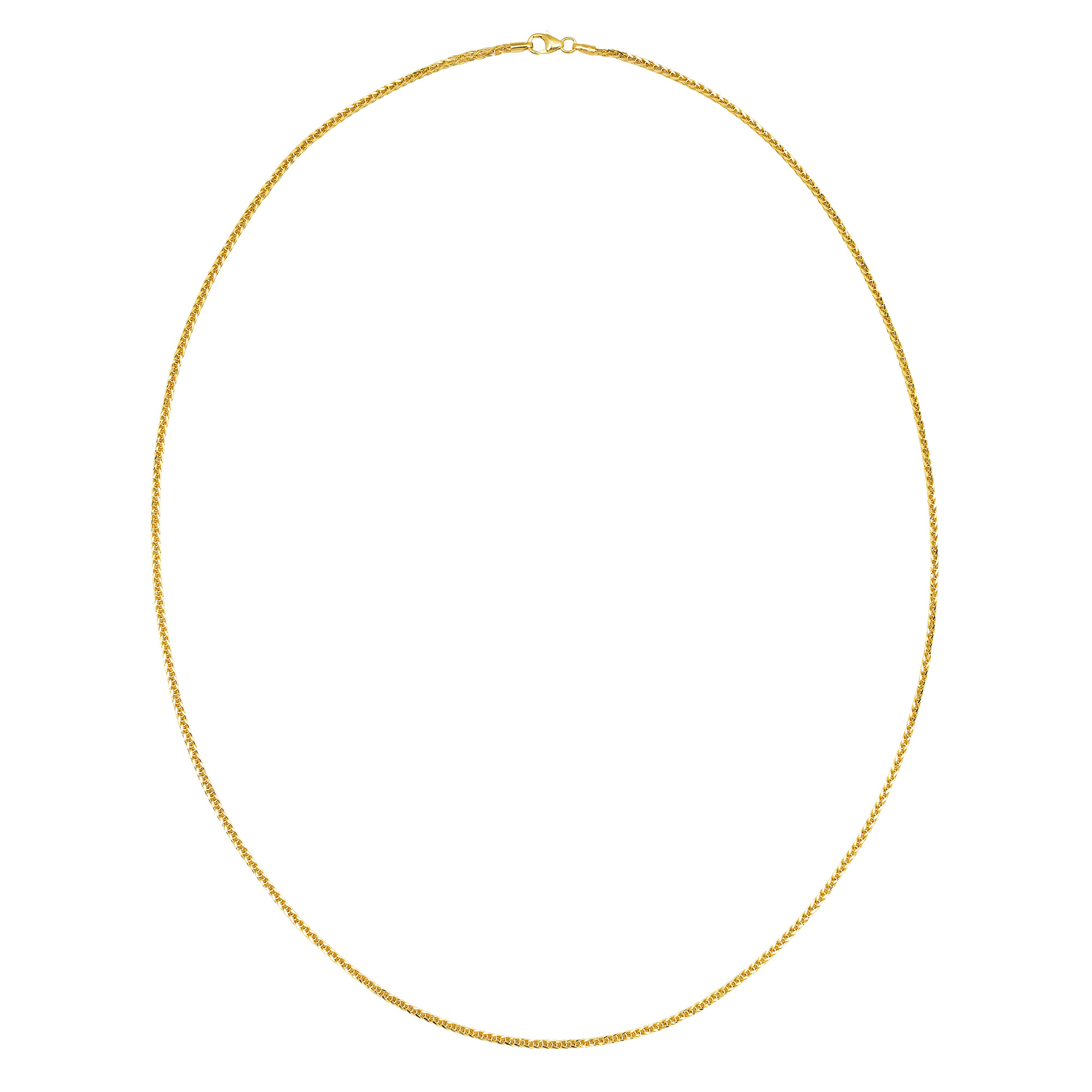 High Polish Wheat Chain Necklace in Yellow Gold