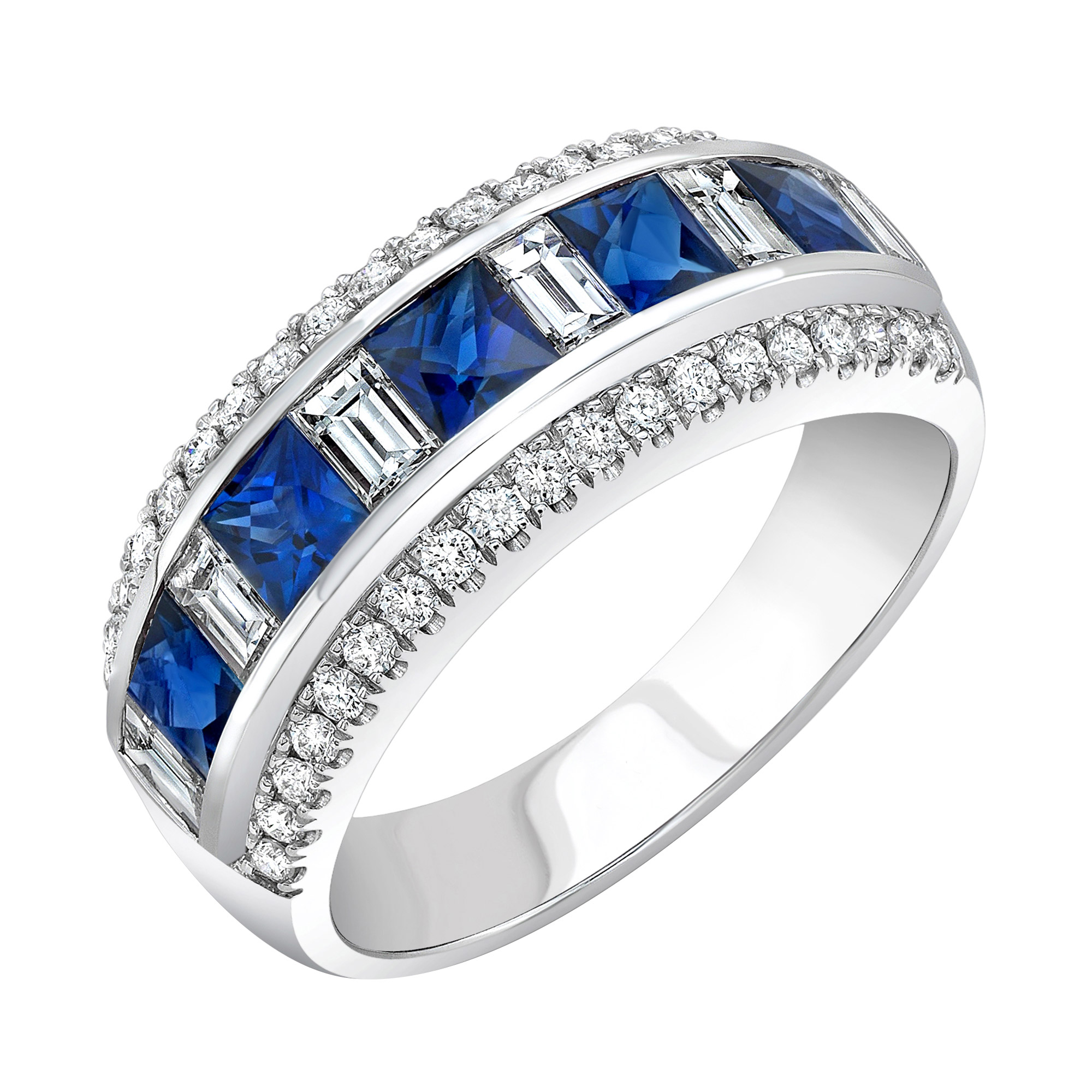 Square Blue Sapphire and Diamond Ring (1.00 ctw) | Costco