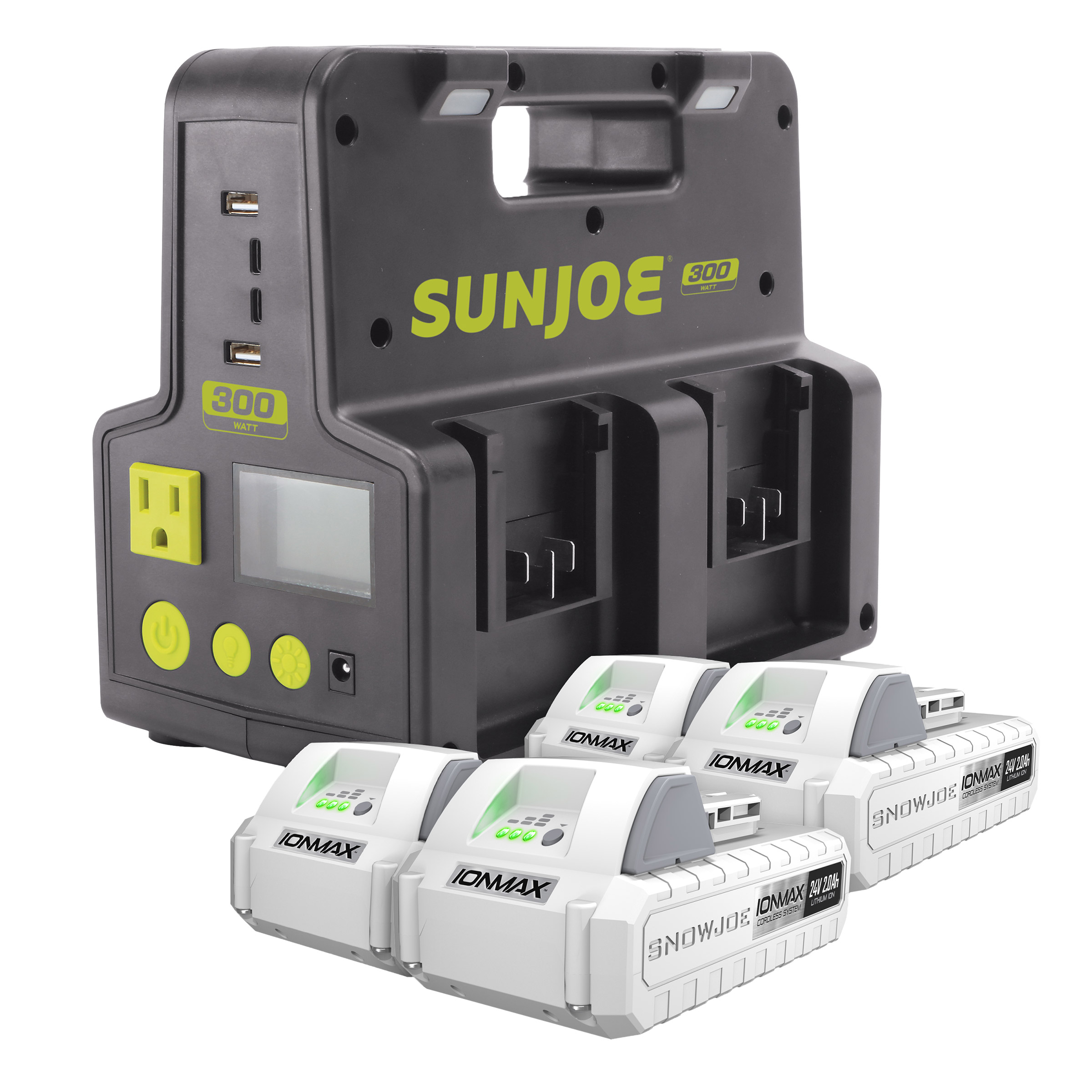 Sun Joe 24V Cordless Power Station with 4 x 2Ah Batteries