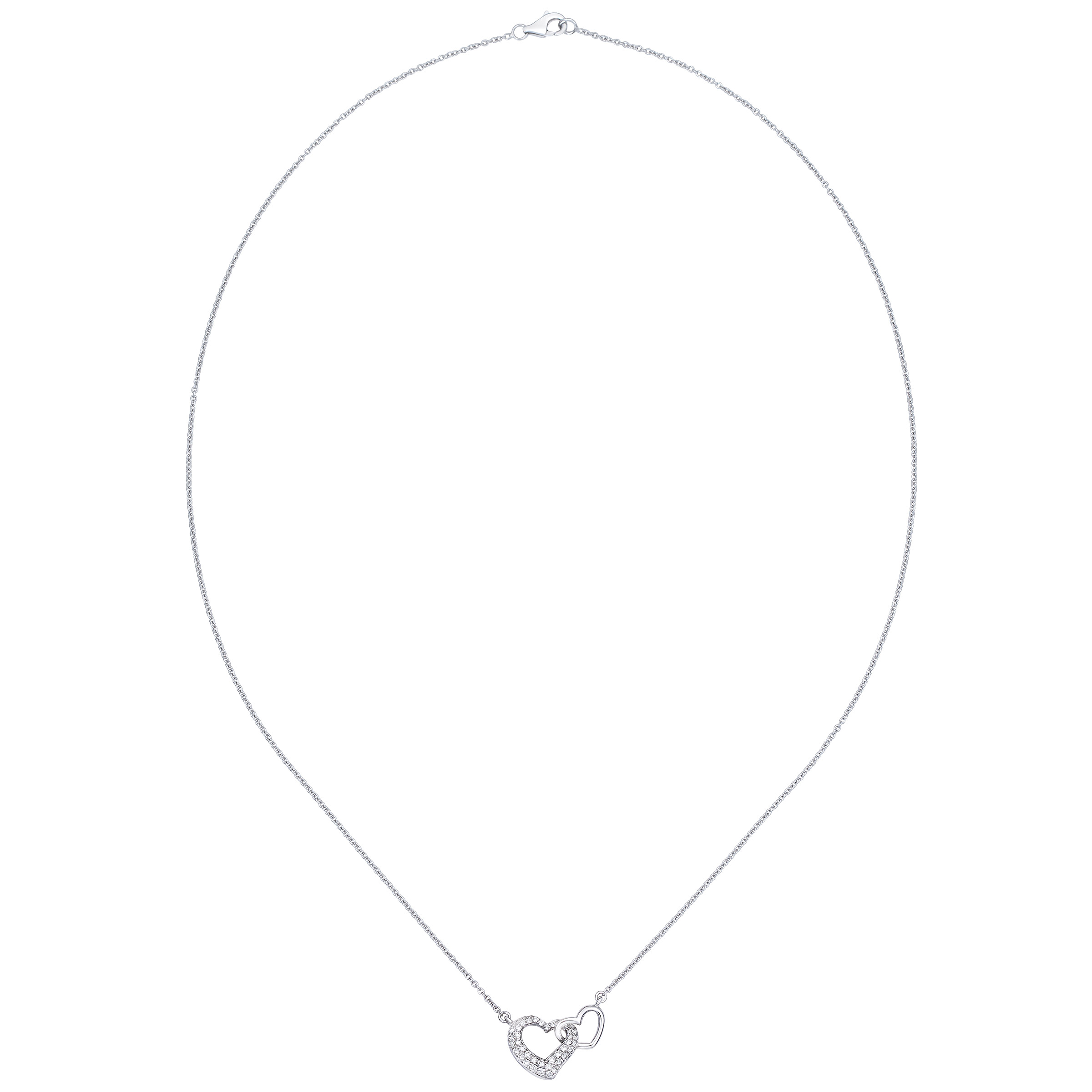 Round Brilliant Diamond Interlocking Hearts Necklace, 0.25 ctw