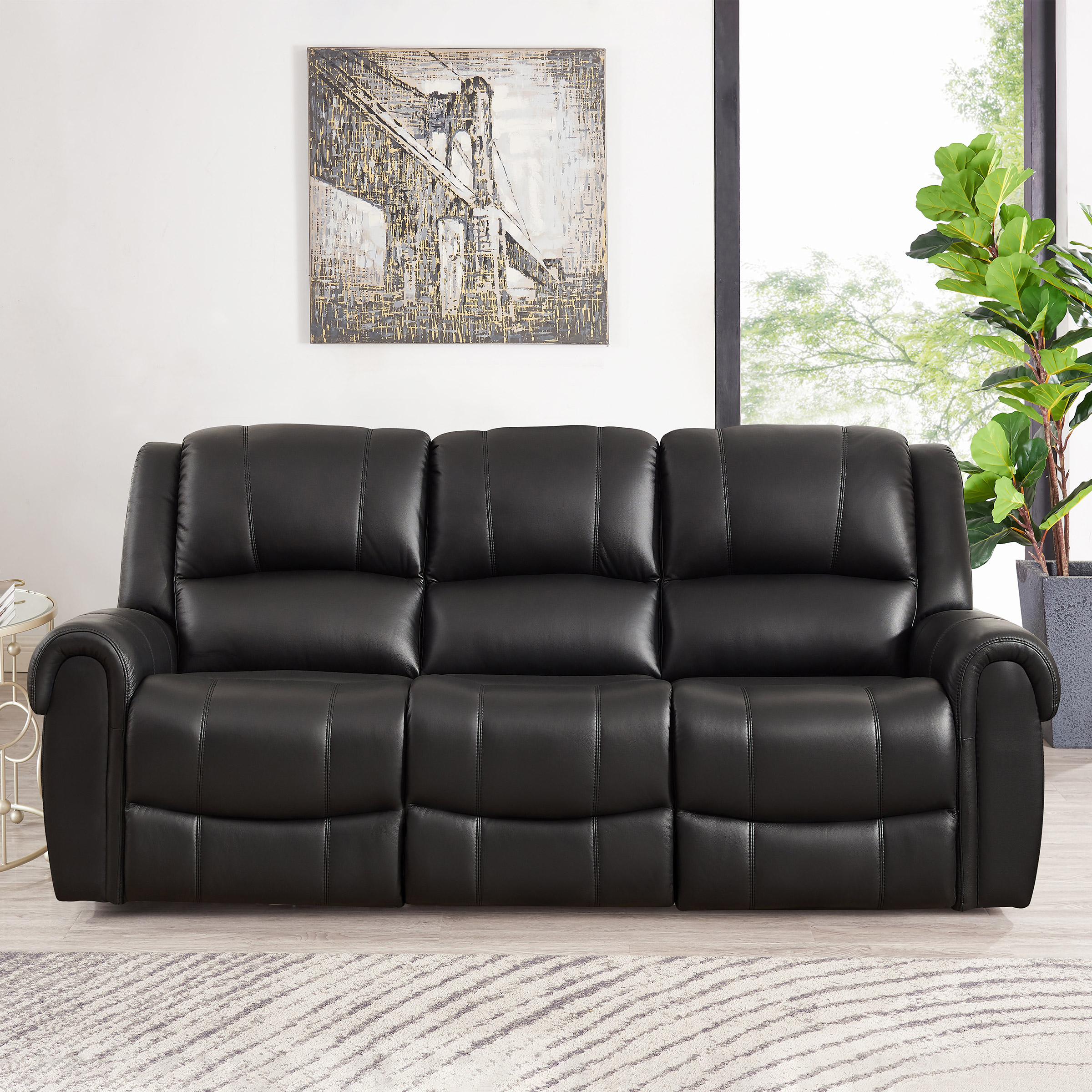 Prospera Home Santa Fe Top-grain Leather Sofa with Manual Recline