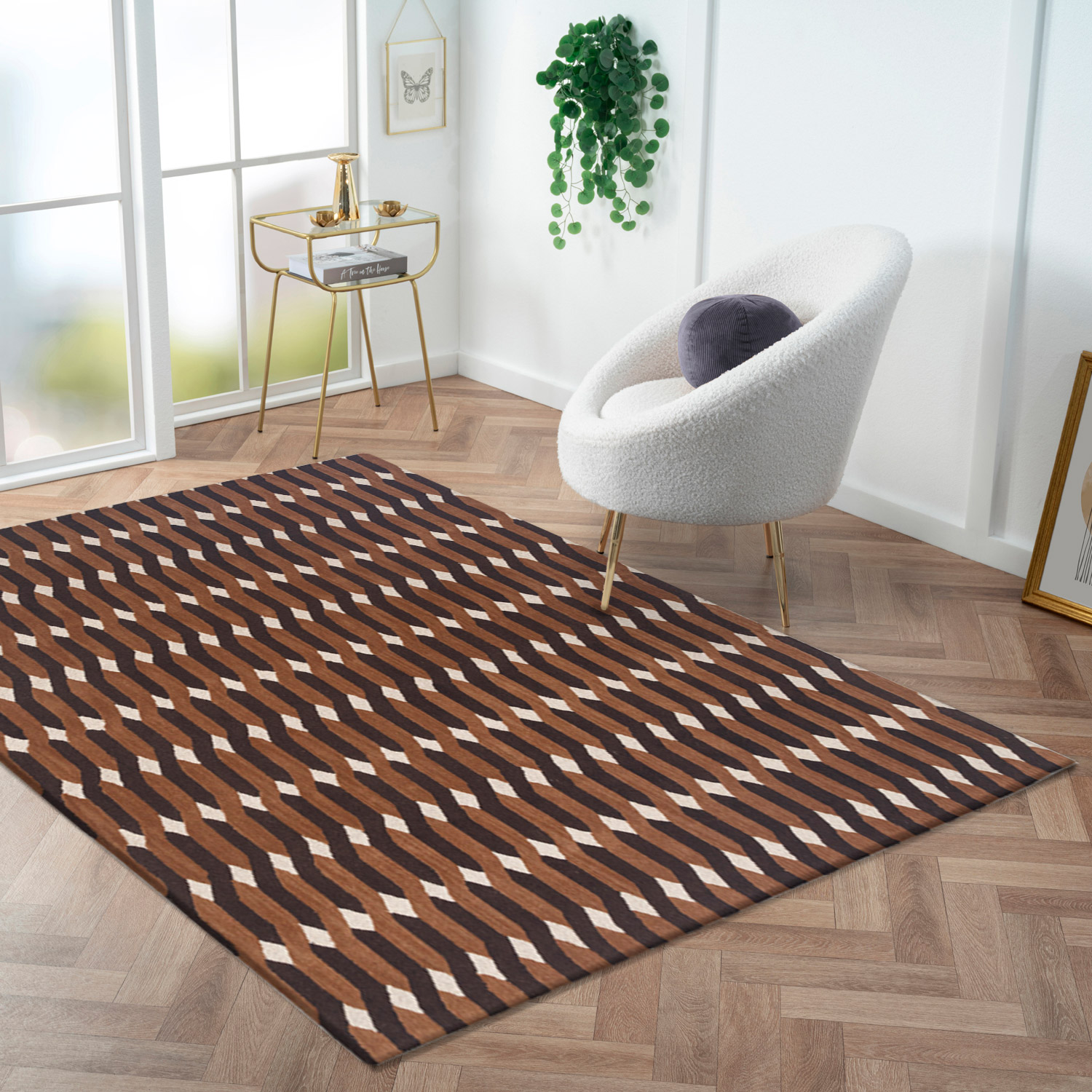 Obeetee Retro Hand Tufted Wool Area Rug  Allure Rust