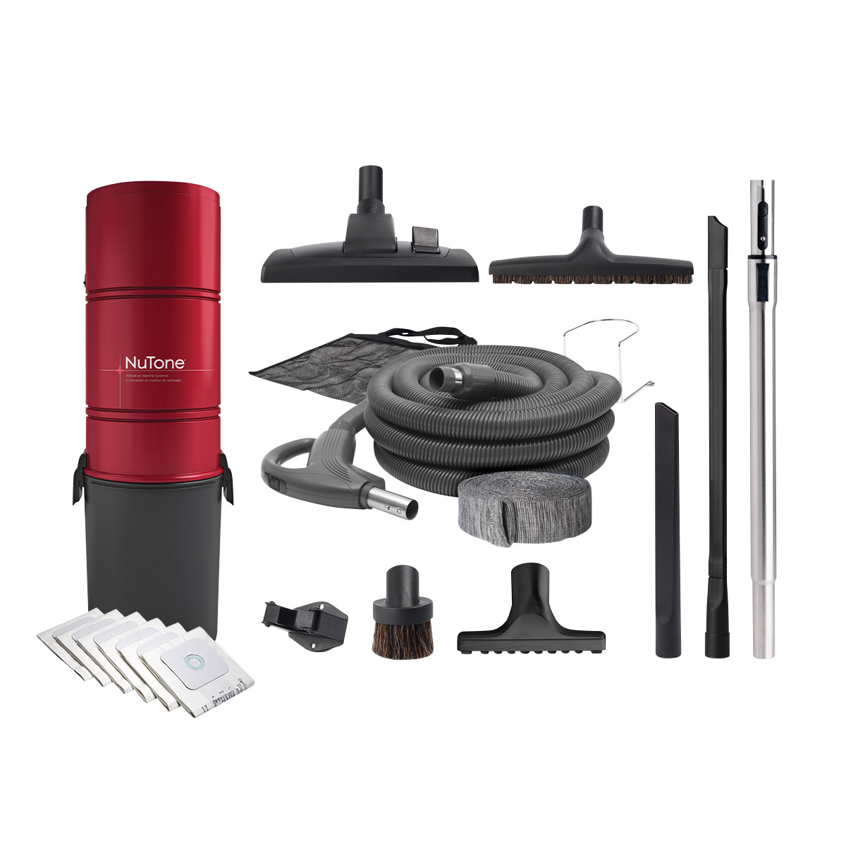 NuTone Central Vacuum Cleaner 650 Airwatts with Multi Surface Accessory Kit and Air-Driven Broom