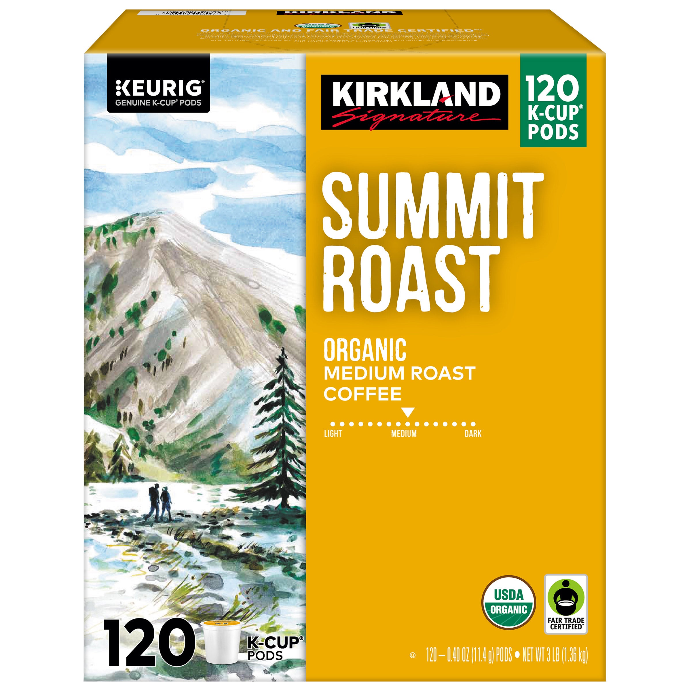 Kirkland Signature Coffee Organic Summit Roast K-Cup Pod, 120-count | Costco