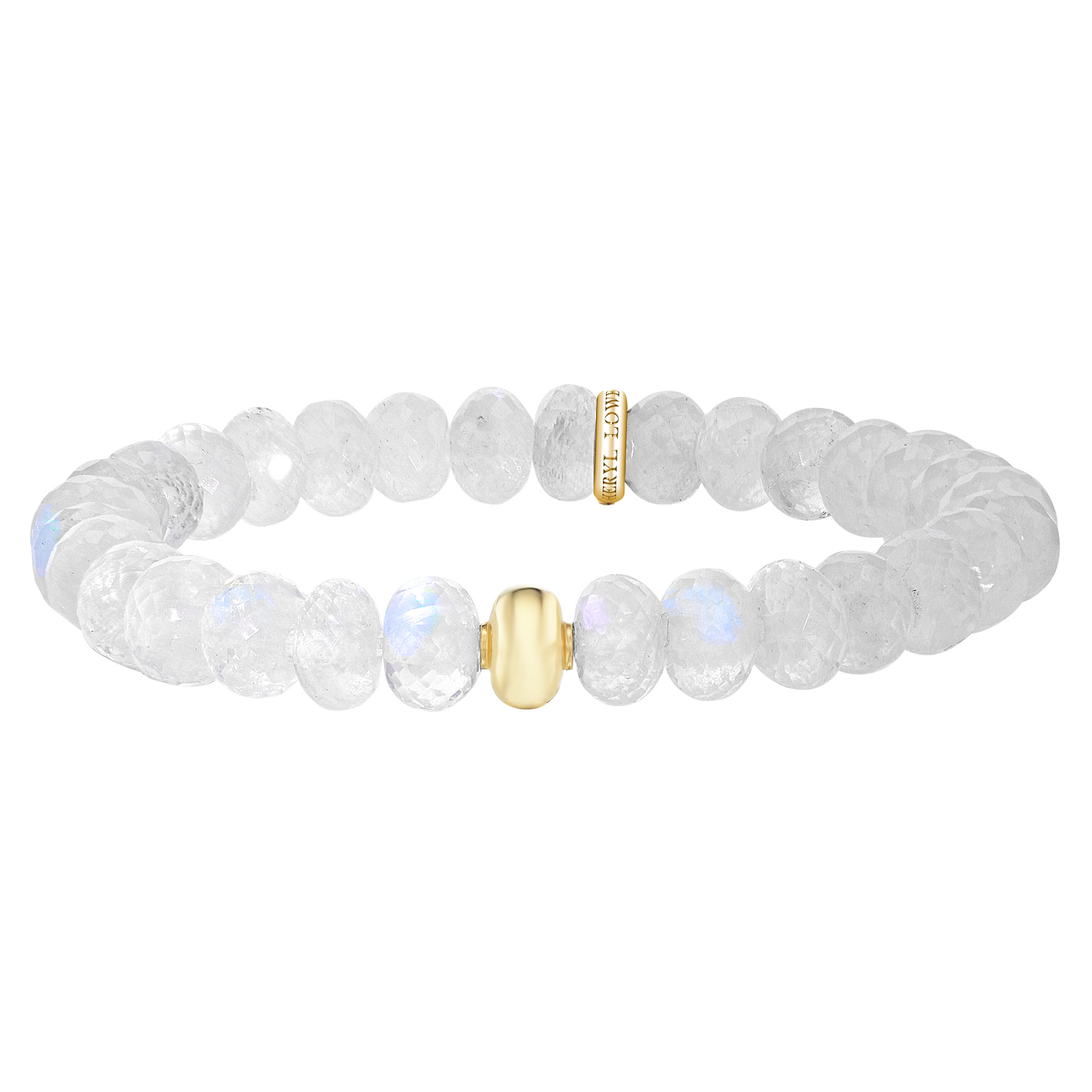 Sheryl Lowe Rainbow Moonstone Bracelet w/ 14kt Yellow Gold Donut Accent Bead