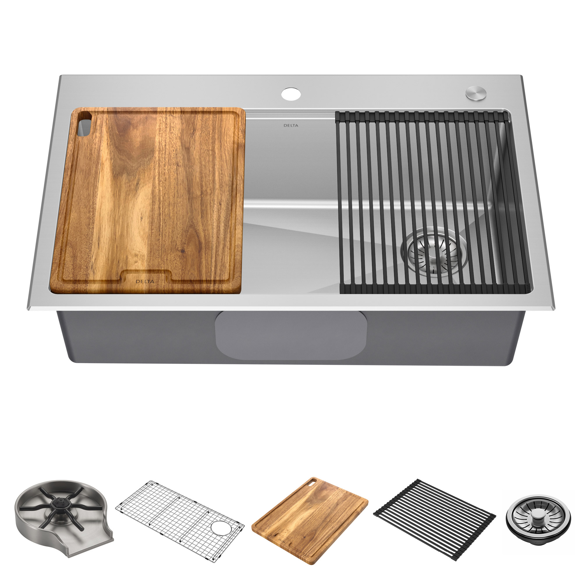 Delta 33” Stainless Steel Dual Mount Single Bowl Kitchen Sink