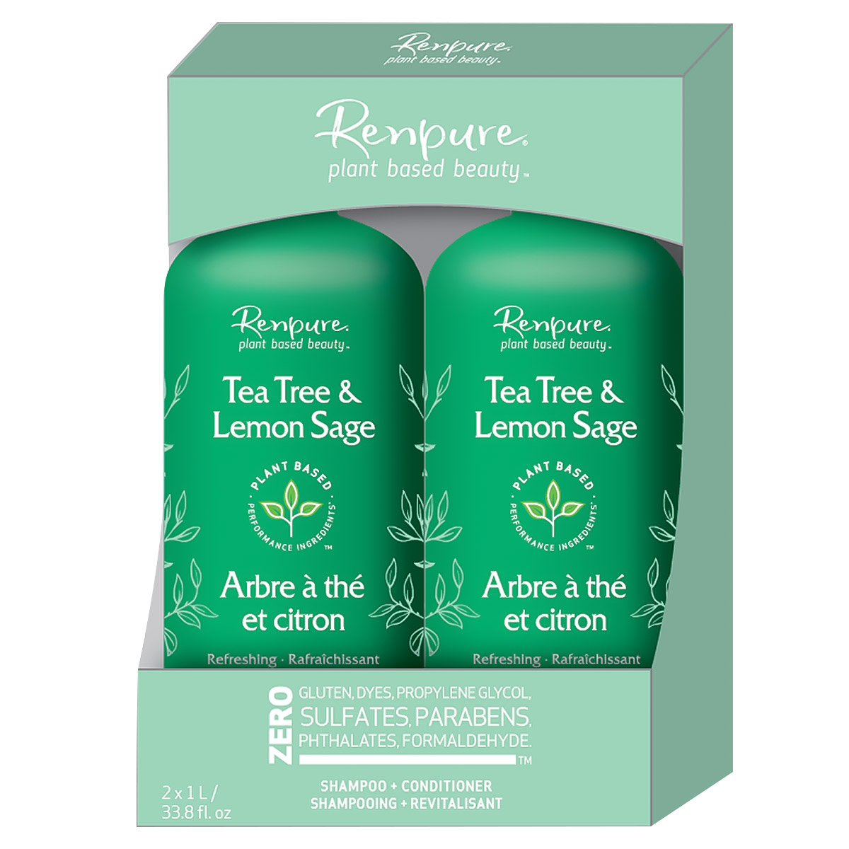 Renpure Tea Tree Shampoo and Conditioner, 2 × 1 L