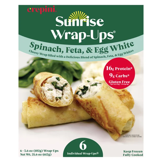 SUNRISE WRAP-UPS SPINACH FETA EGG WHITE 6 COUNT 21.6 OUNCES