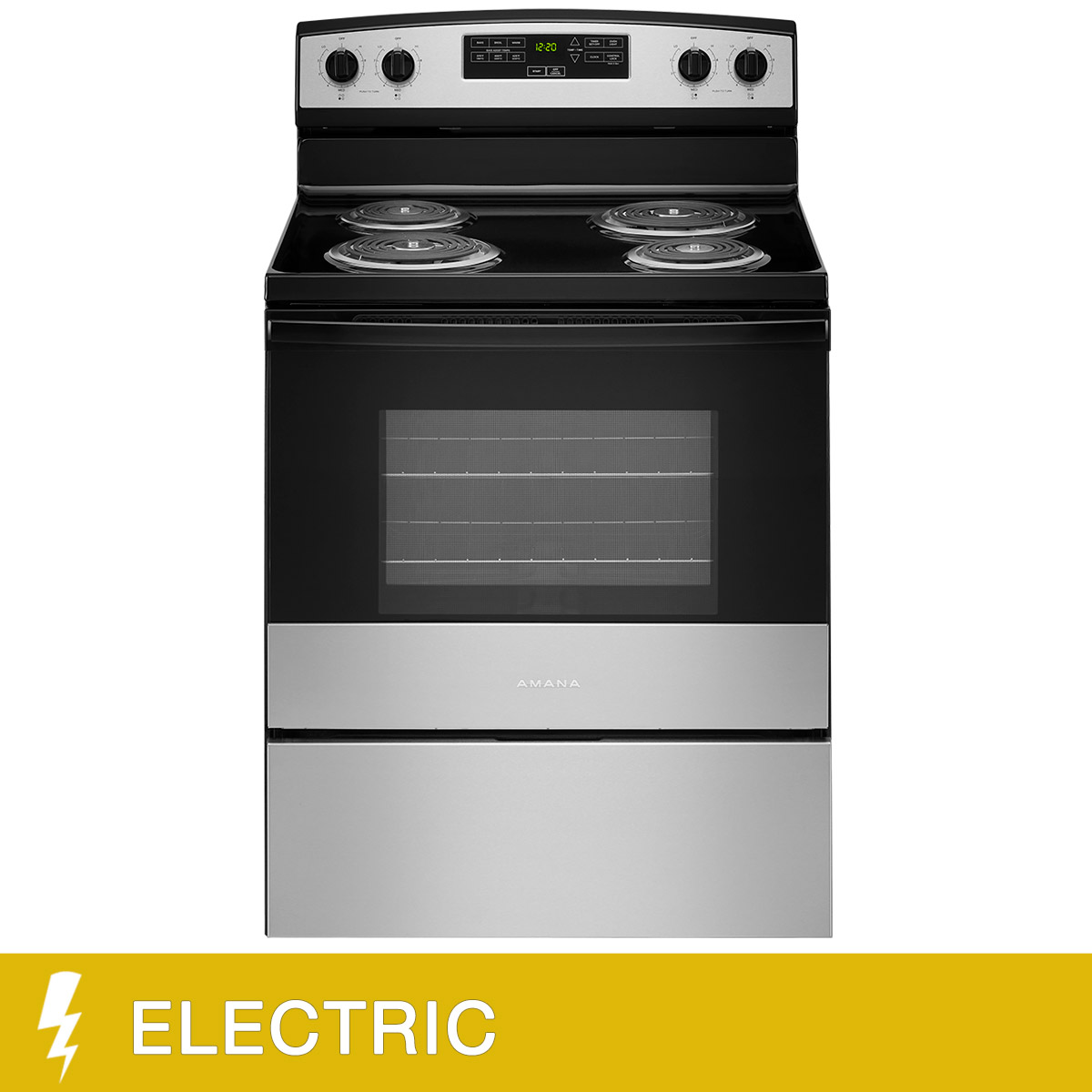 Amana 30 in. 4.8 cu ft. Electric 4 Element Range with Bake Assist
