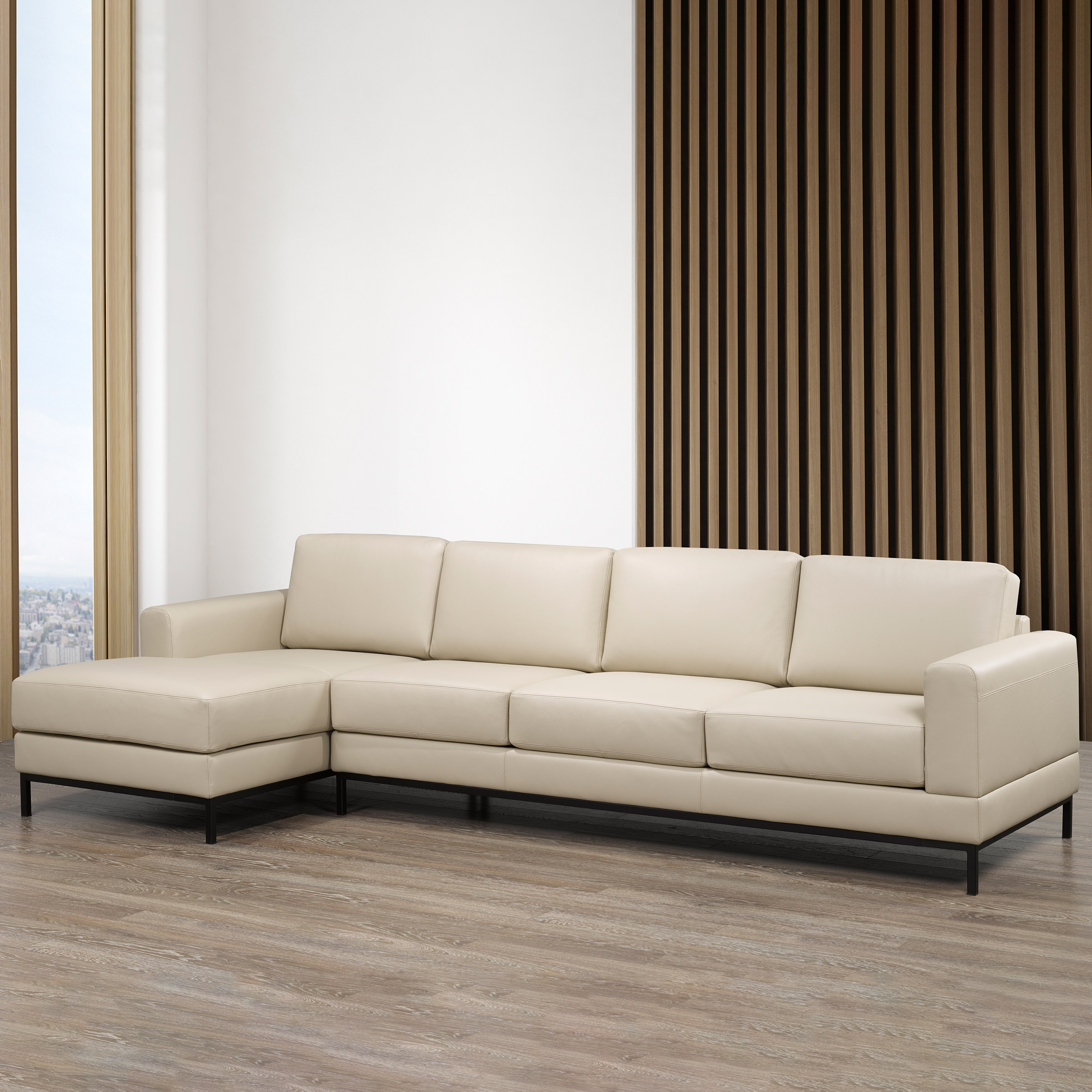 Galleria 2-piece Top Grain Leather Left-hand Facing Extended Sectional