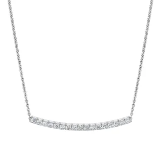 14KT WHITE GOLD VS2 I 1.00CTW ROUND DIAMOND BAR NECKLACE