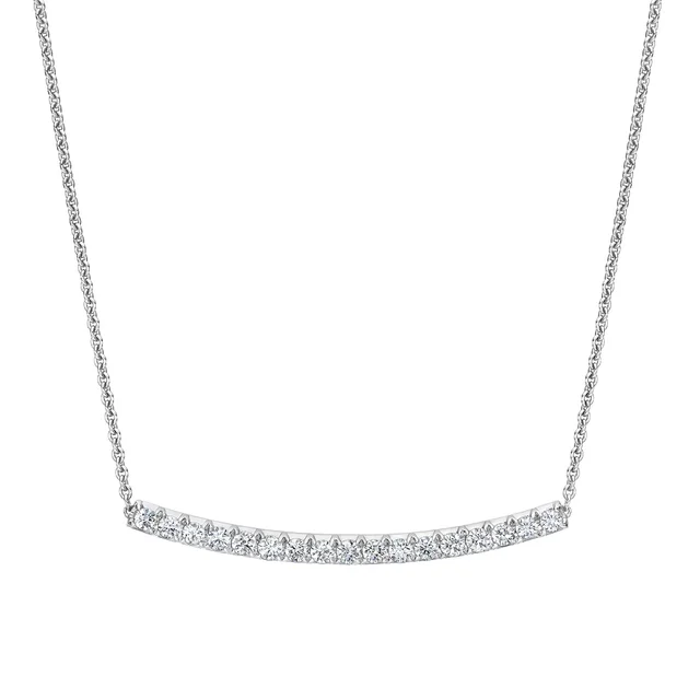14KT WHITE GOLD VS2 I 1.00CTW ROUND DIAMOND BAR NECKLACE
