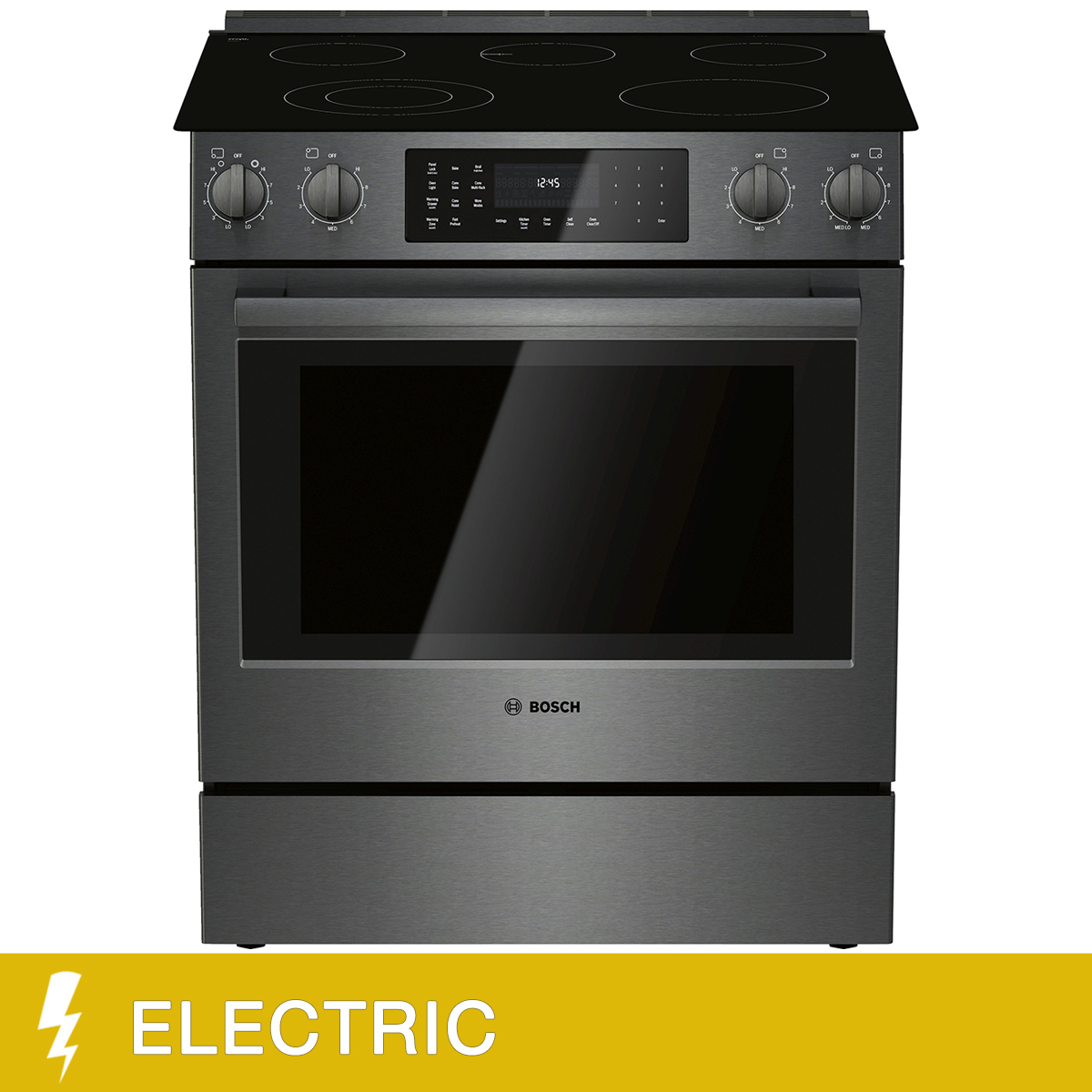 Bosch 800 Series 30in 4.6 cu ft. Black Stainless Steel Electric Slide-in Range